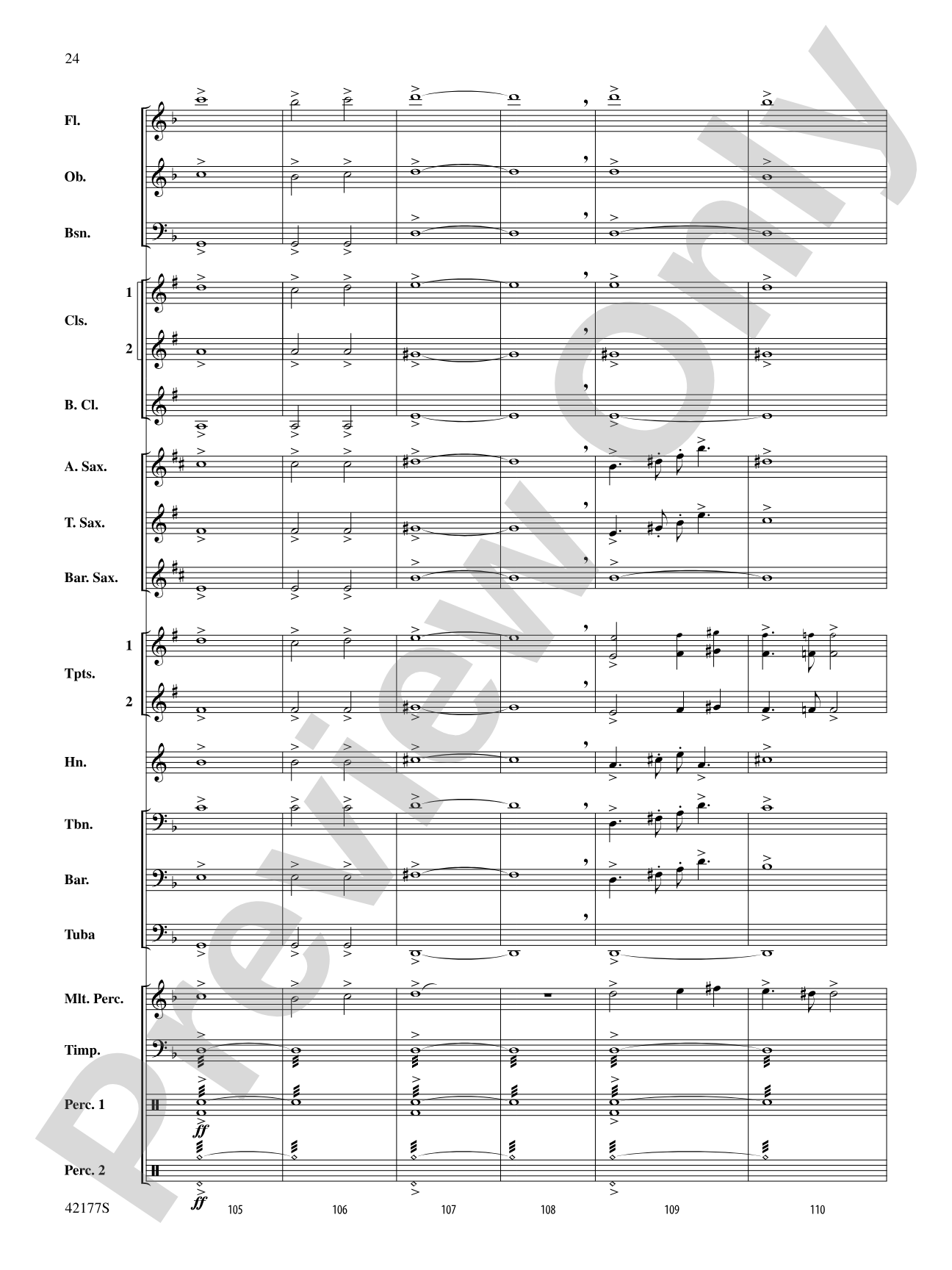 "The New World," Finale from: Concert Band Conductor Score & Parts