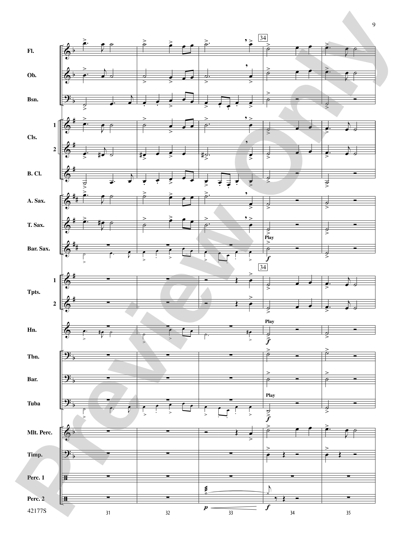 "The New World," Finale from: Concert Band Conductor Score & Parts