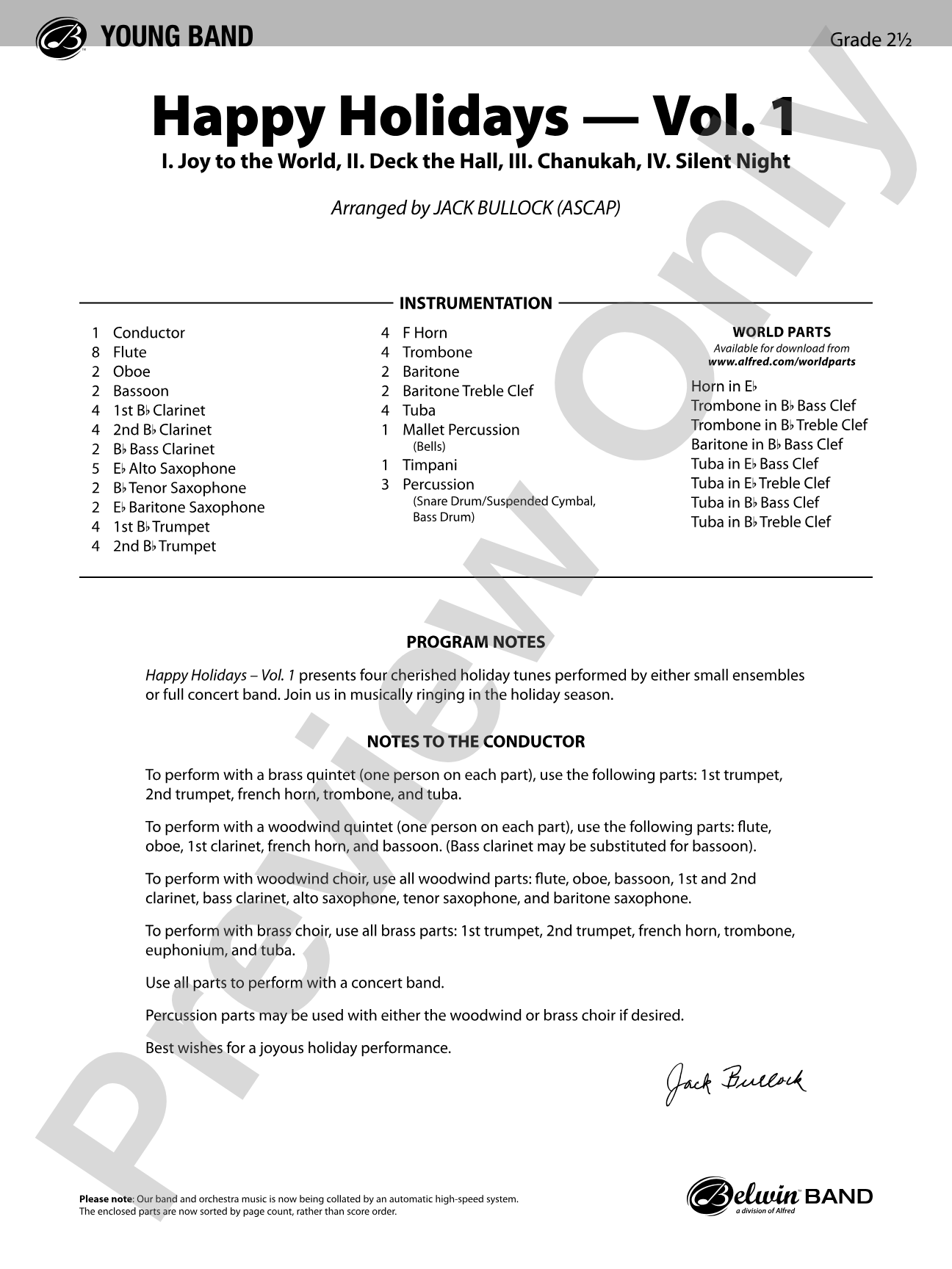 Happy Holidays---Vol. 1: Concert Band Conductor Score & Parts