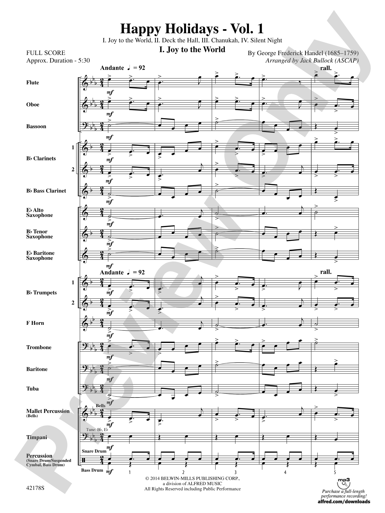 Happy Holidays---Vol. 1: Concert Band Conductor Score & Parts