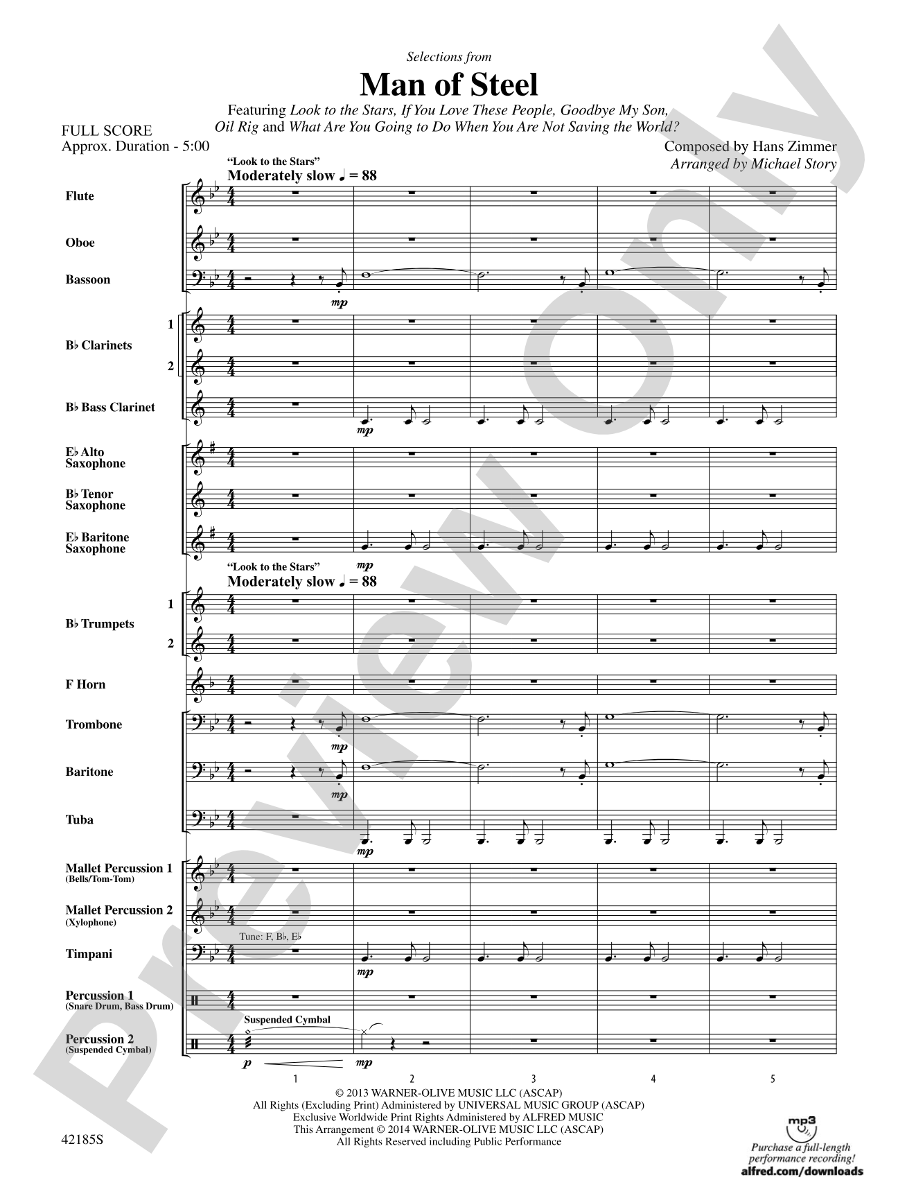 Man of Steel, Selections from: Concert Band Conductor Score & Parts