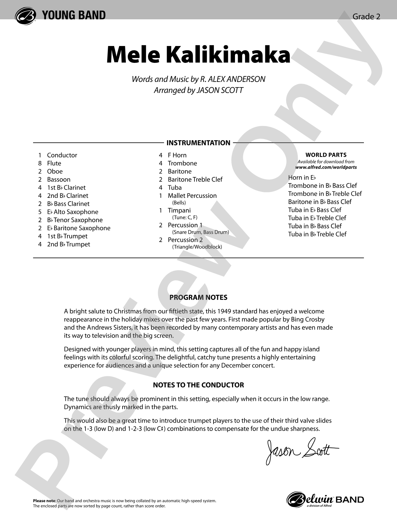 Mele Kalikimaka: Concert Band Conductor Score & Parts