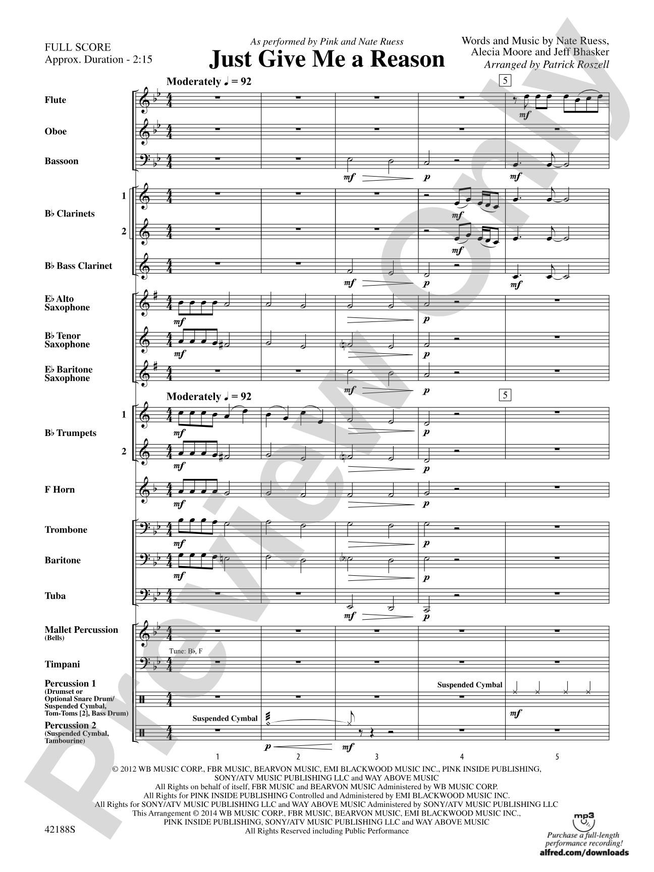 Just Give Me a Reason: Concert Band Conductor Score & Parts