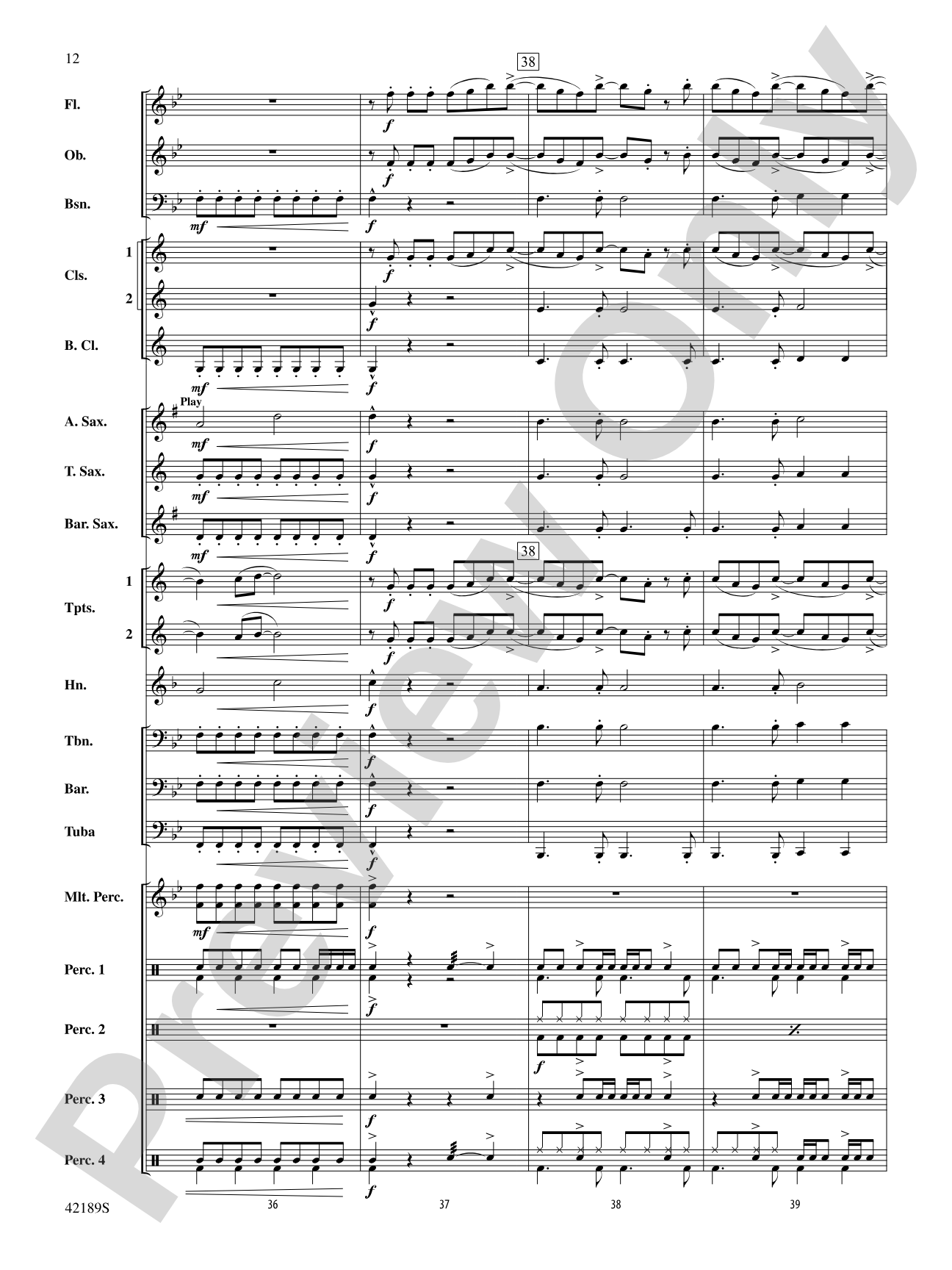 Roar: Concert Band Conductor Score & Parts
