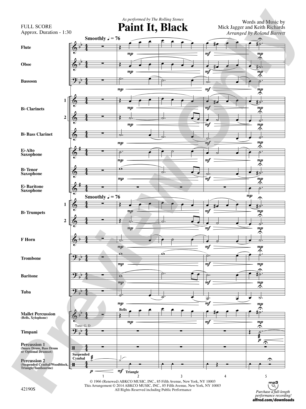 Paint It, Black: Concert Band Conductor Score & Parts