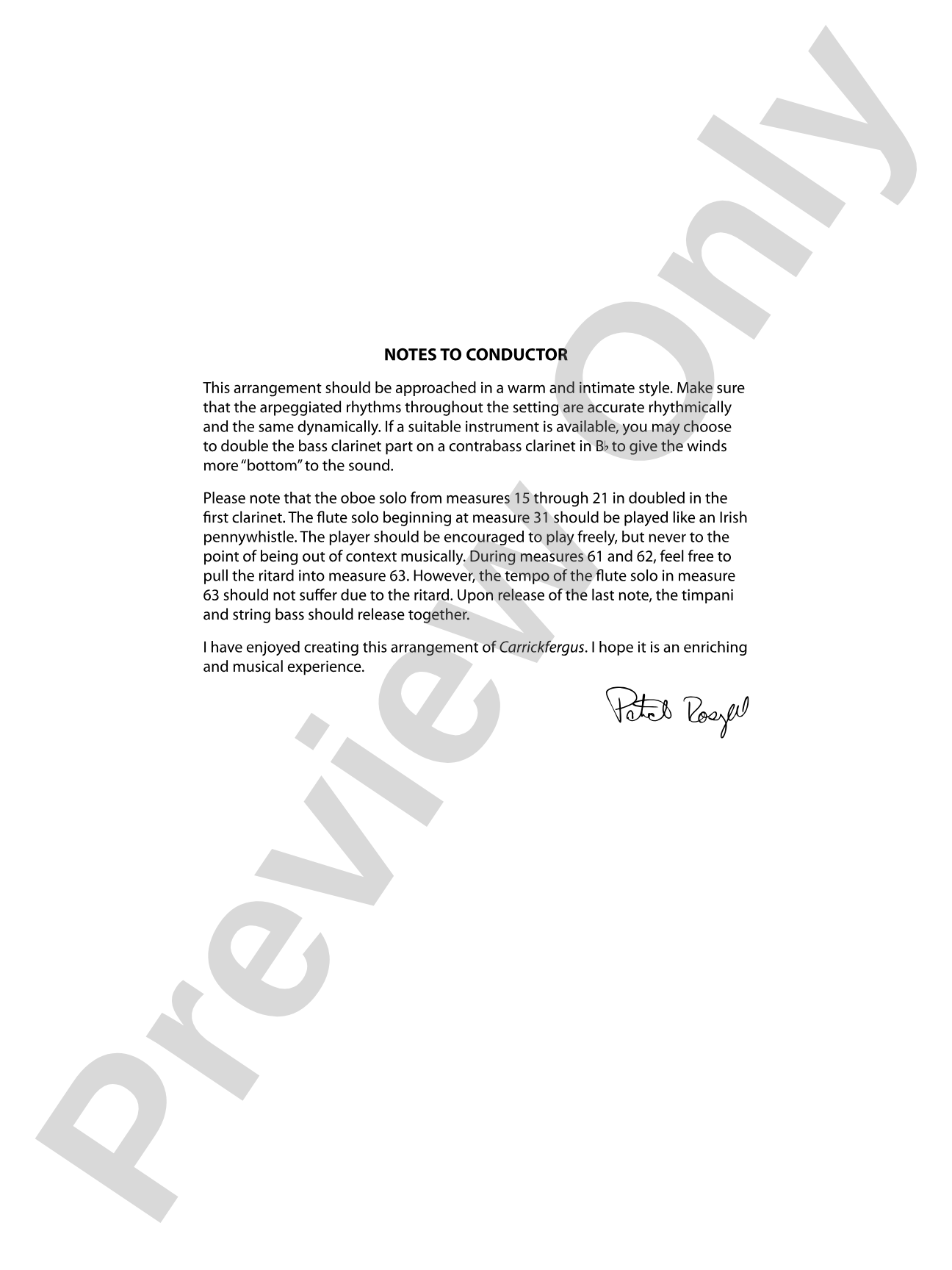 Carrickfergus: Concert Band Conductor Score & Parts