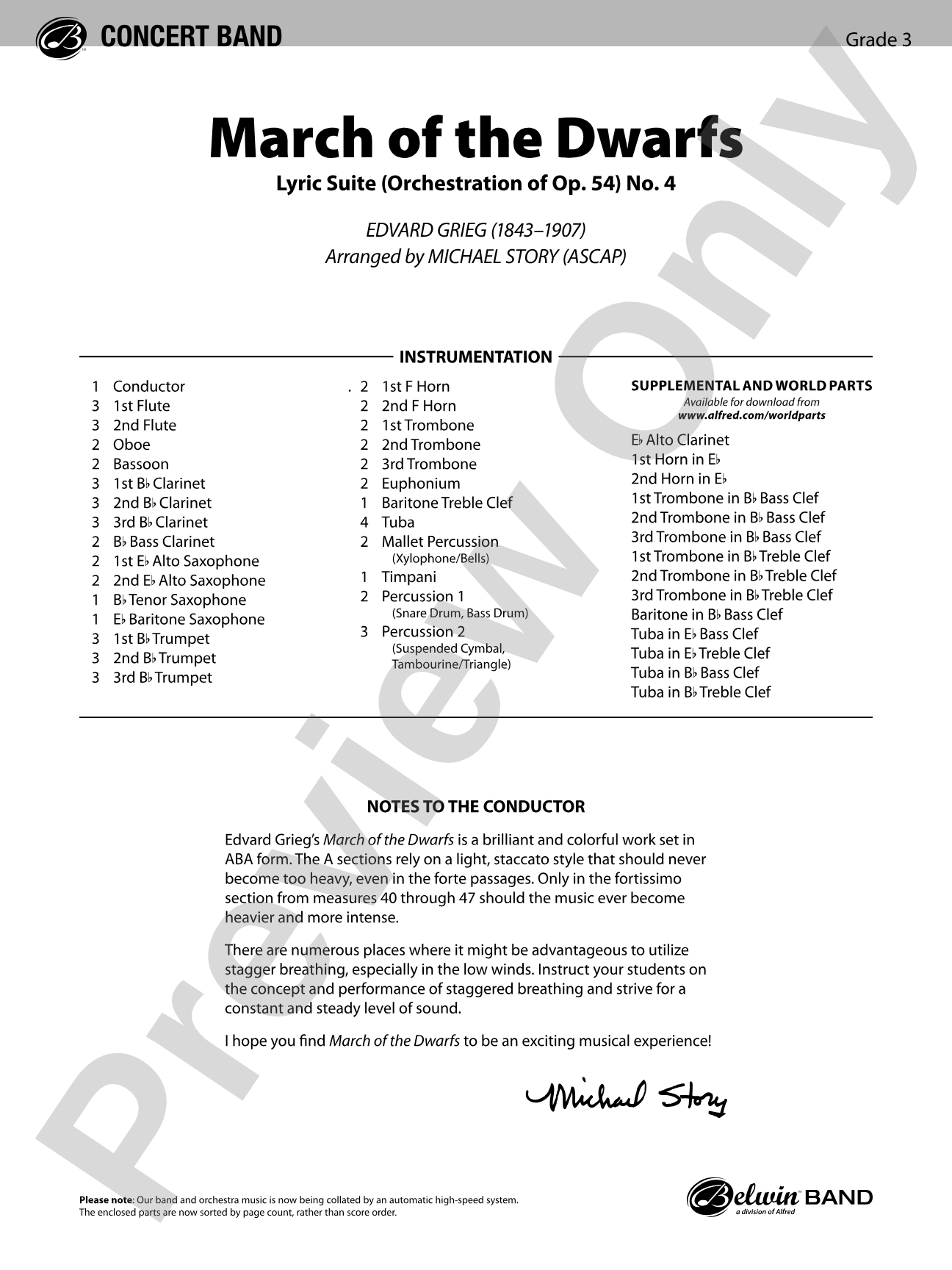 March of the Dwarfs: Concert Band Conductor Score & Parts