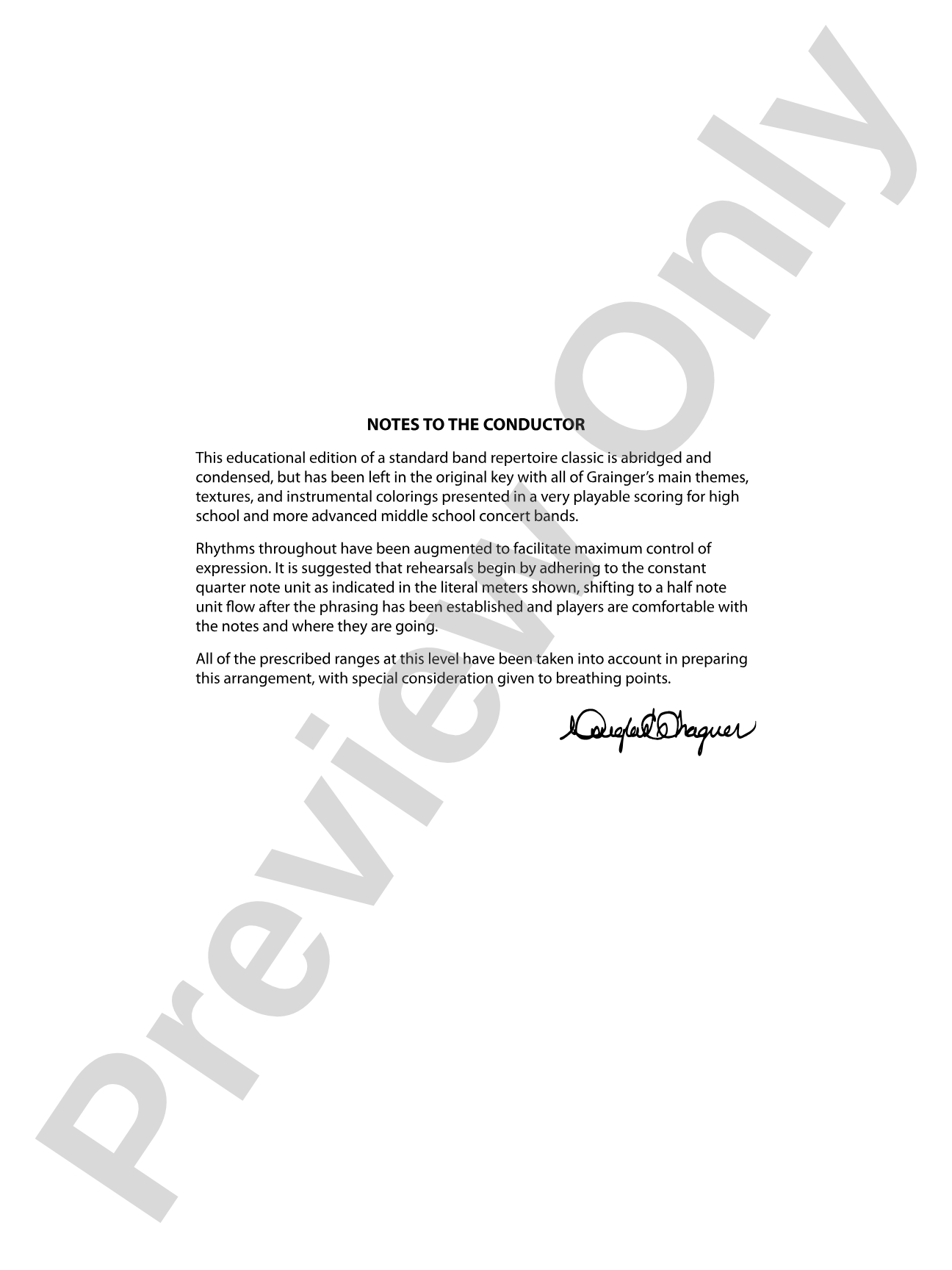 Colonial Song: Concert Band Conductor Score & Parts