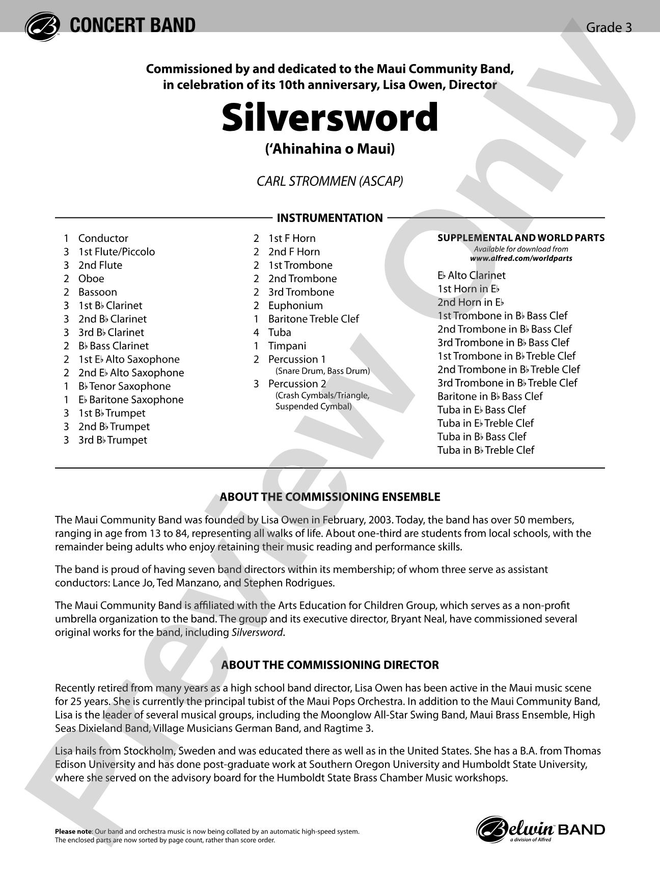Silversword: Concert Band Conductor Score & Parts