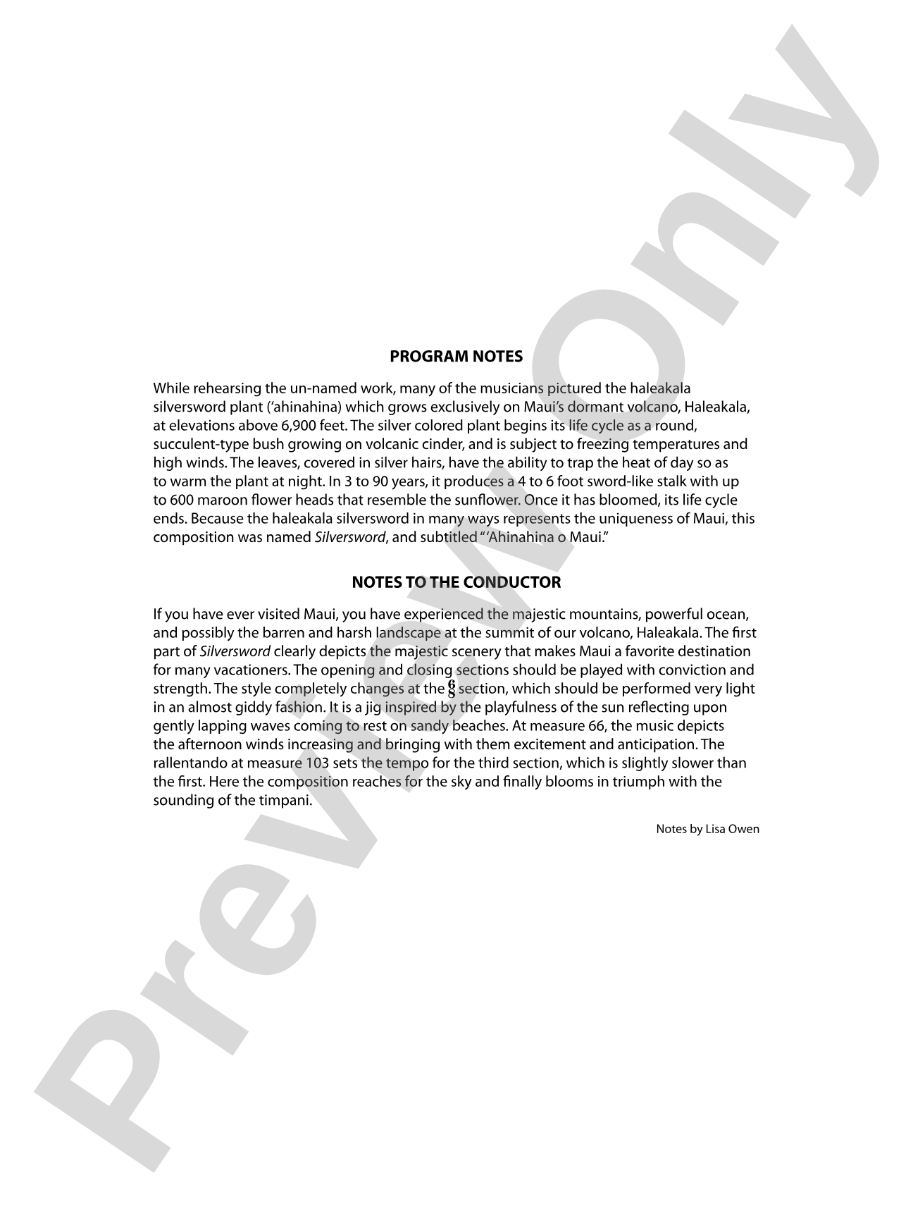 Silversword: Concert Band Conductor Score & Parts