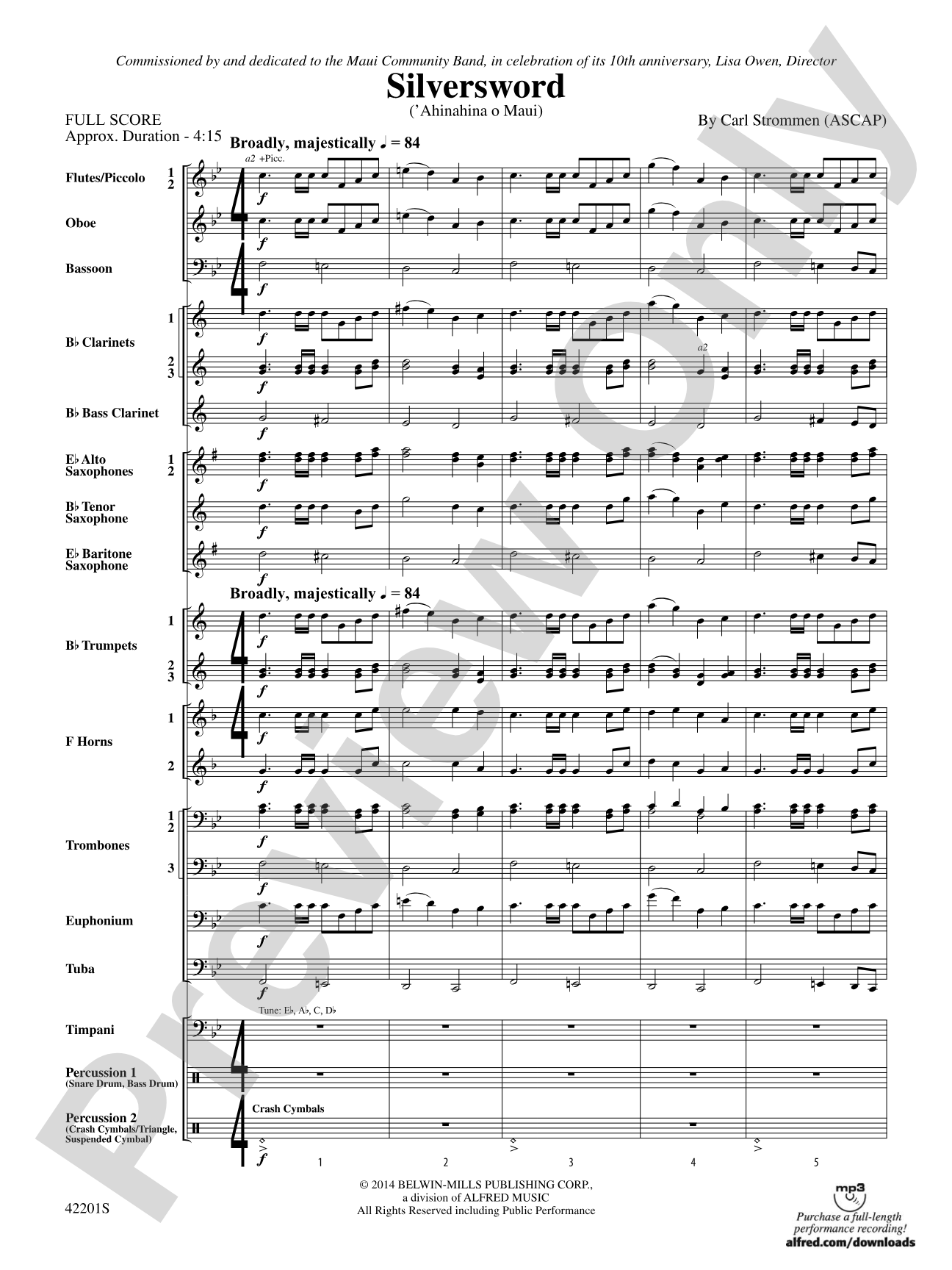 Silversword: Concert Band Conductor Score & Parts