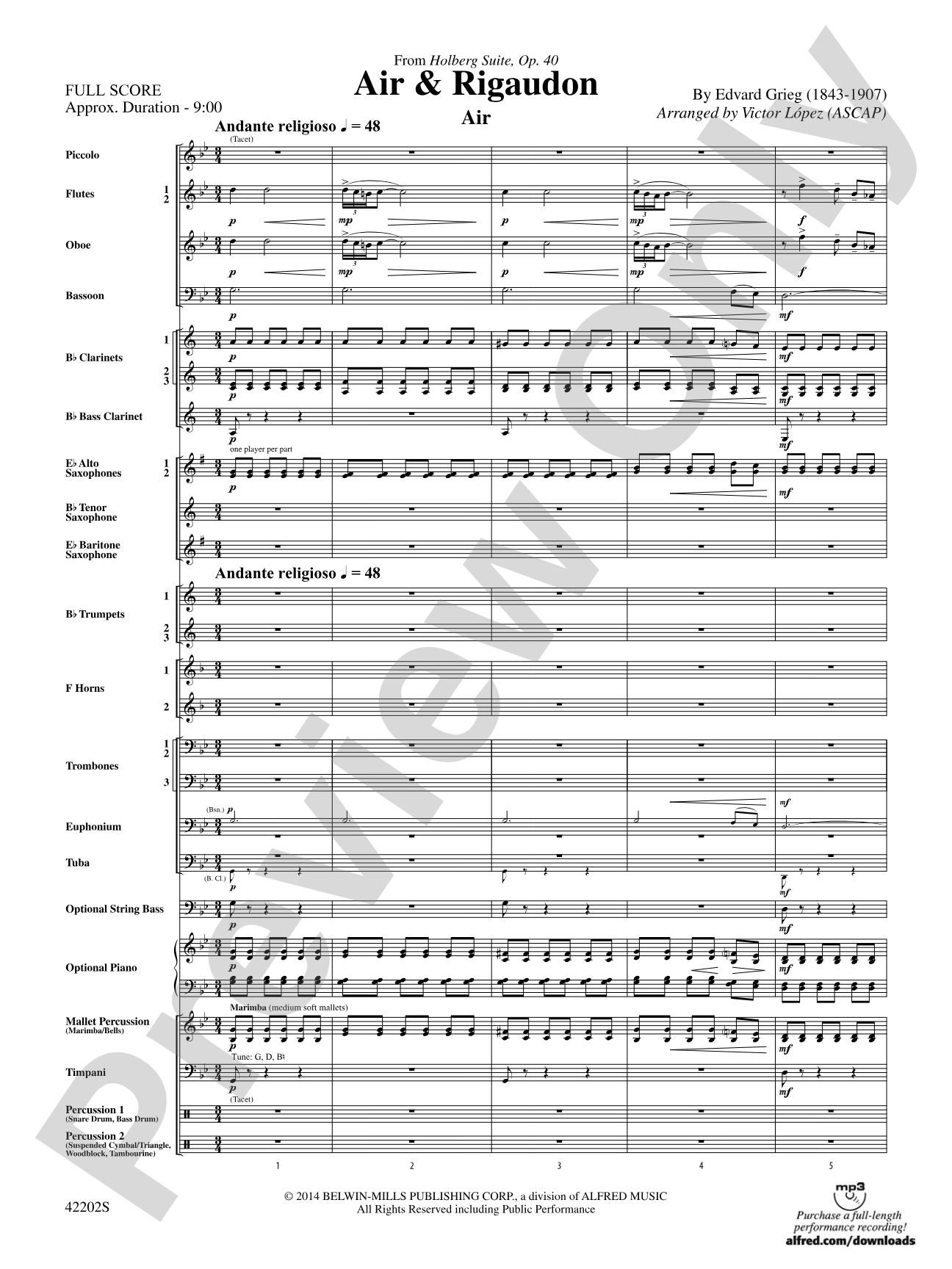 Air & Rigaudon: Concert Band Conductor Score & Parts