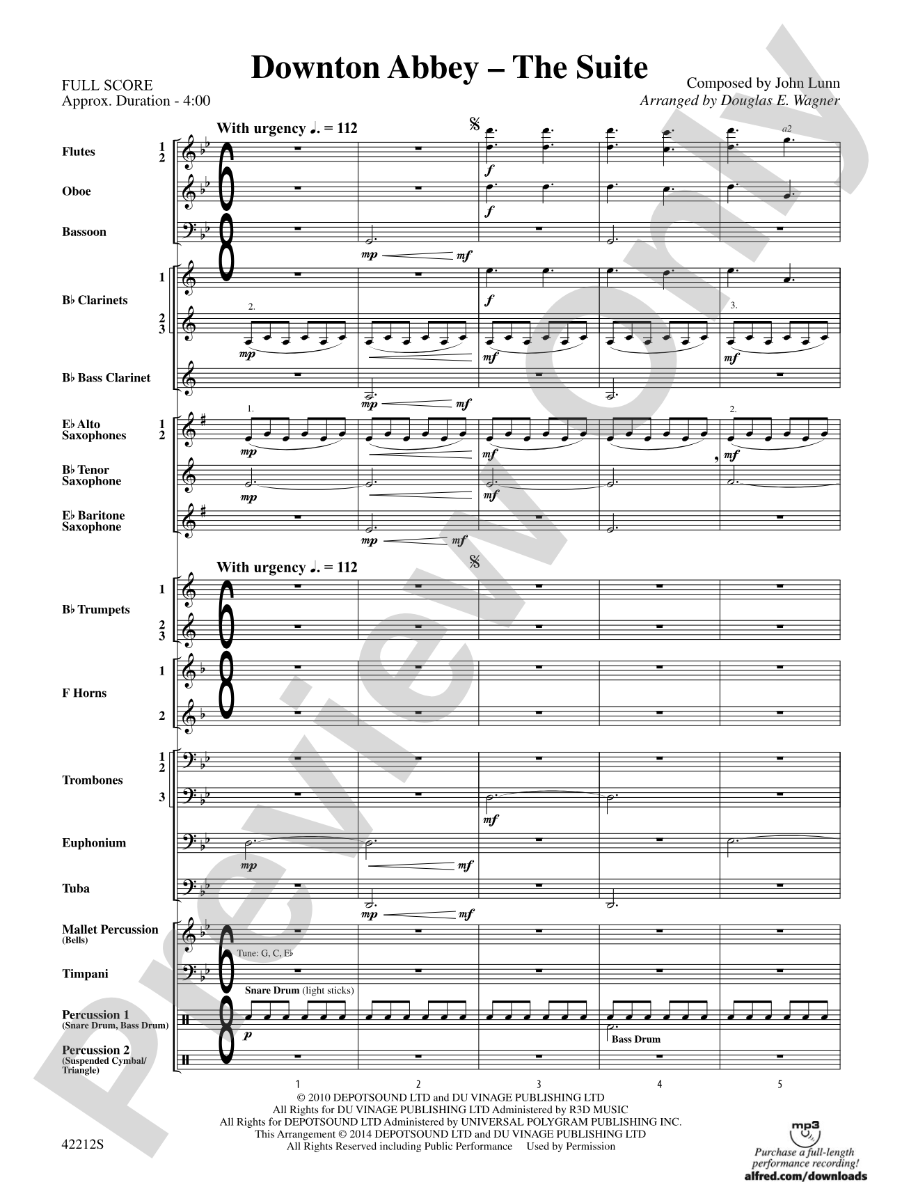 Downton Abbey -- The Suite: Concert Band Conductor Score & Parts