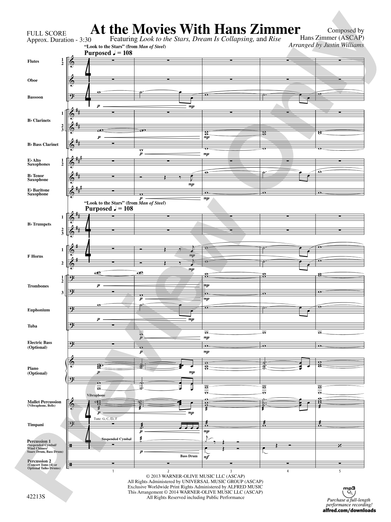 At the Movies with Hans Zimmer: Concert Band Conductor Score & Parts