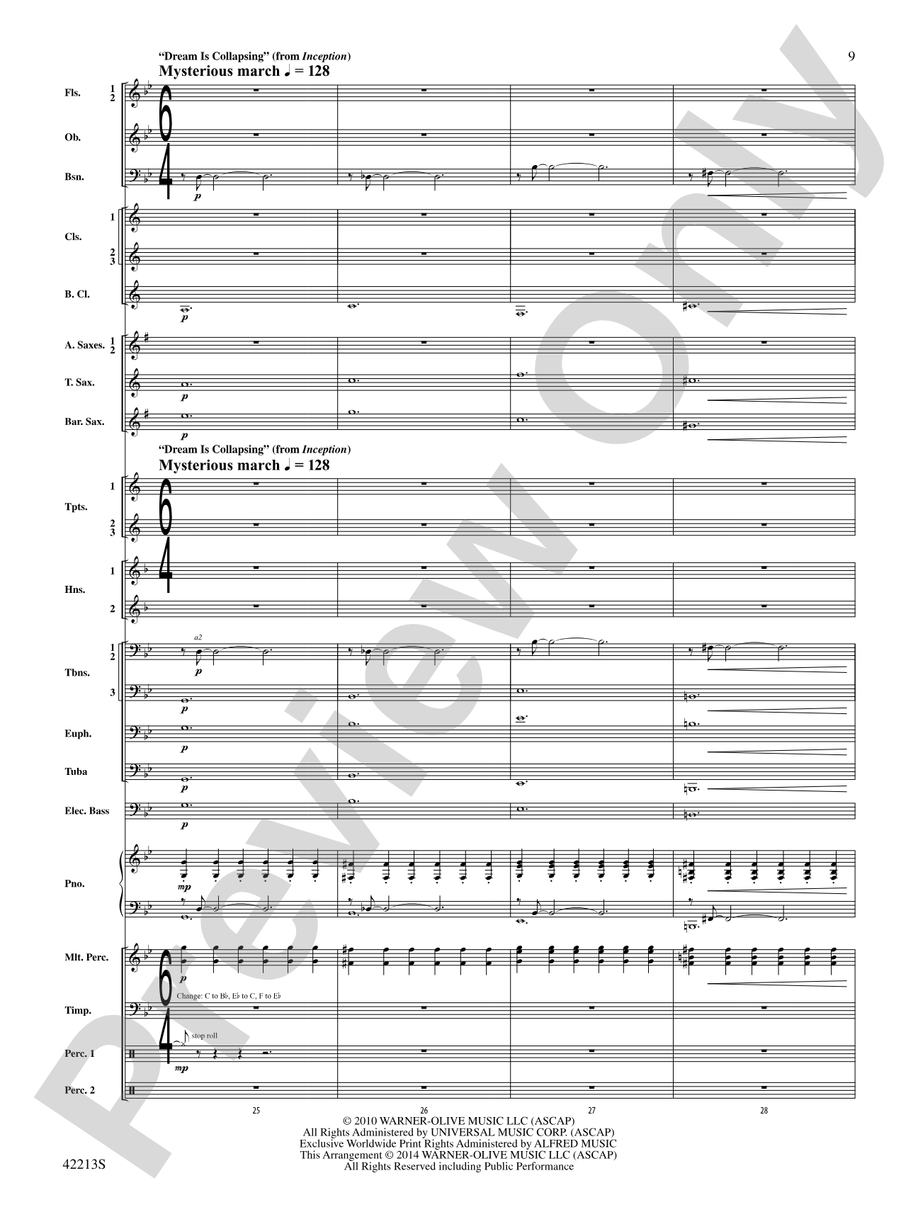 At the Movies with Hans Zimmer: Concert Band Conductor Score & Parts