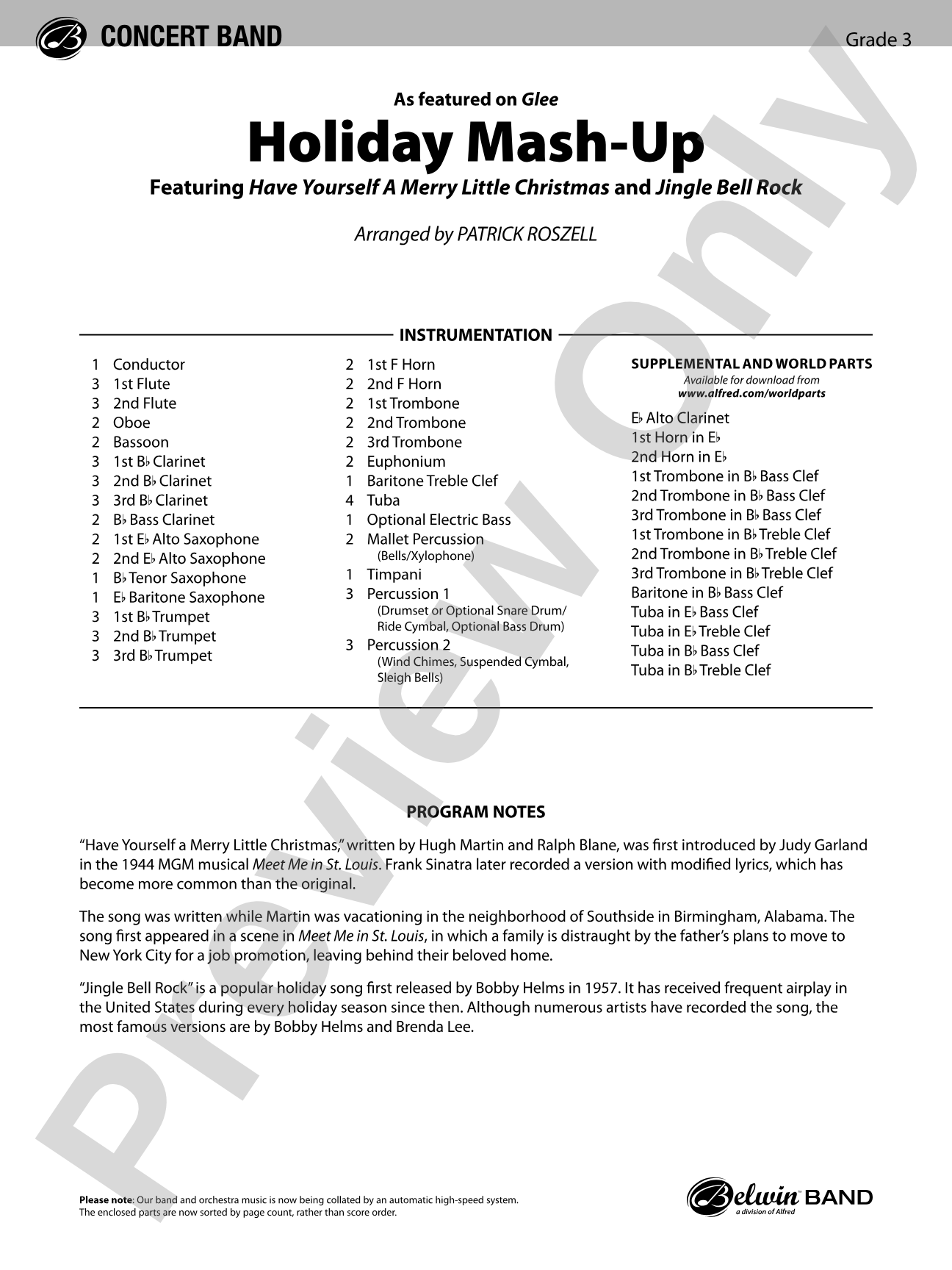Holiday Mash-Up (as featured on Glee): Concert Band Conductor Score & Parts