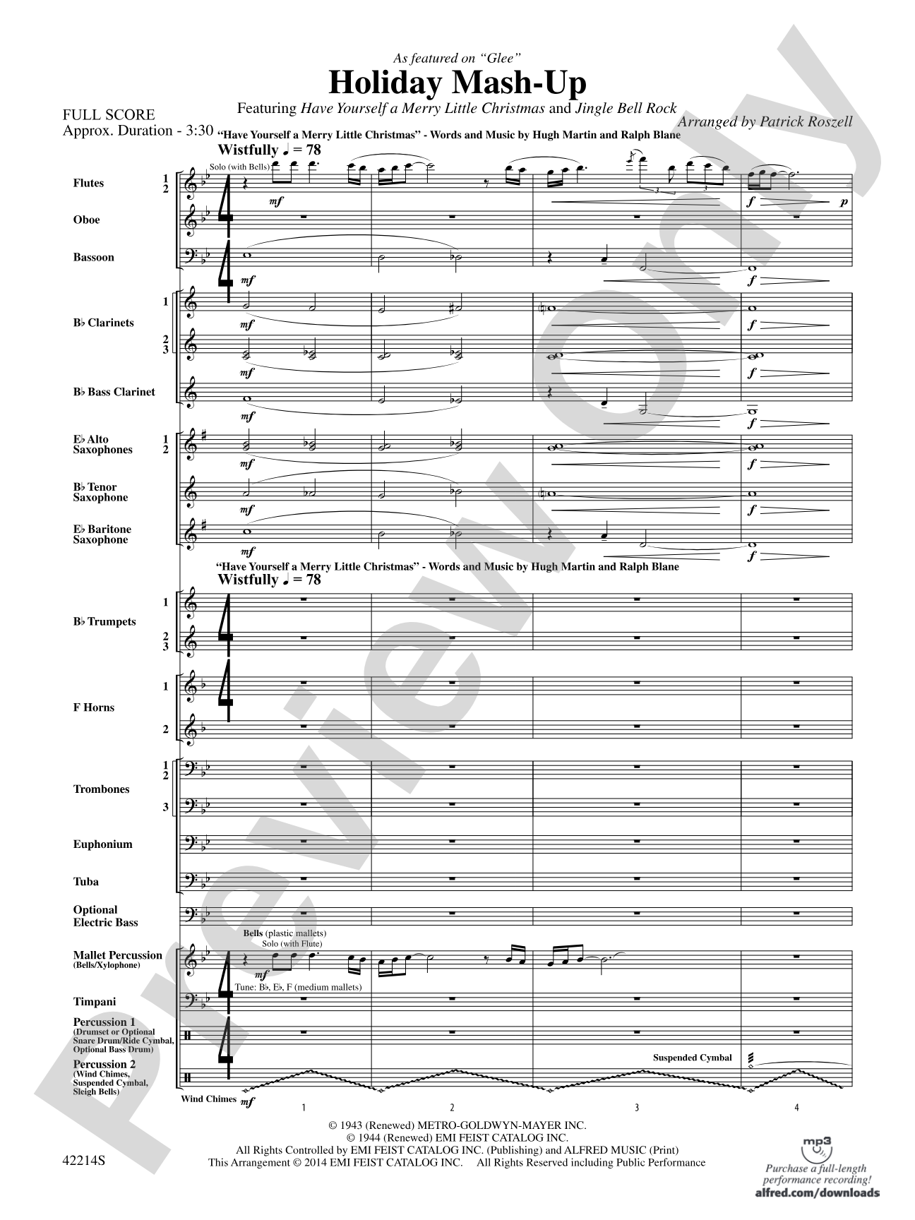 Holiday Mash-Up (as featured on Glee): Concert Band Conductor Score & Parts