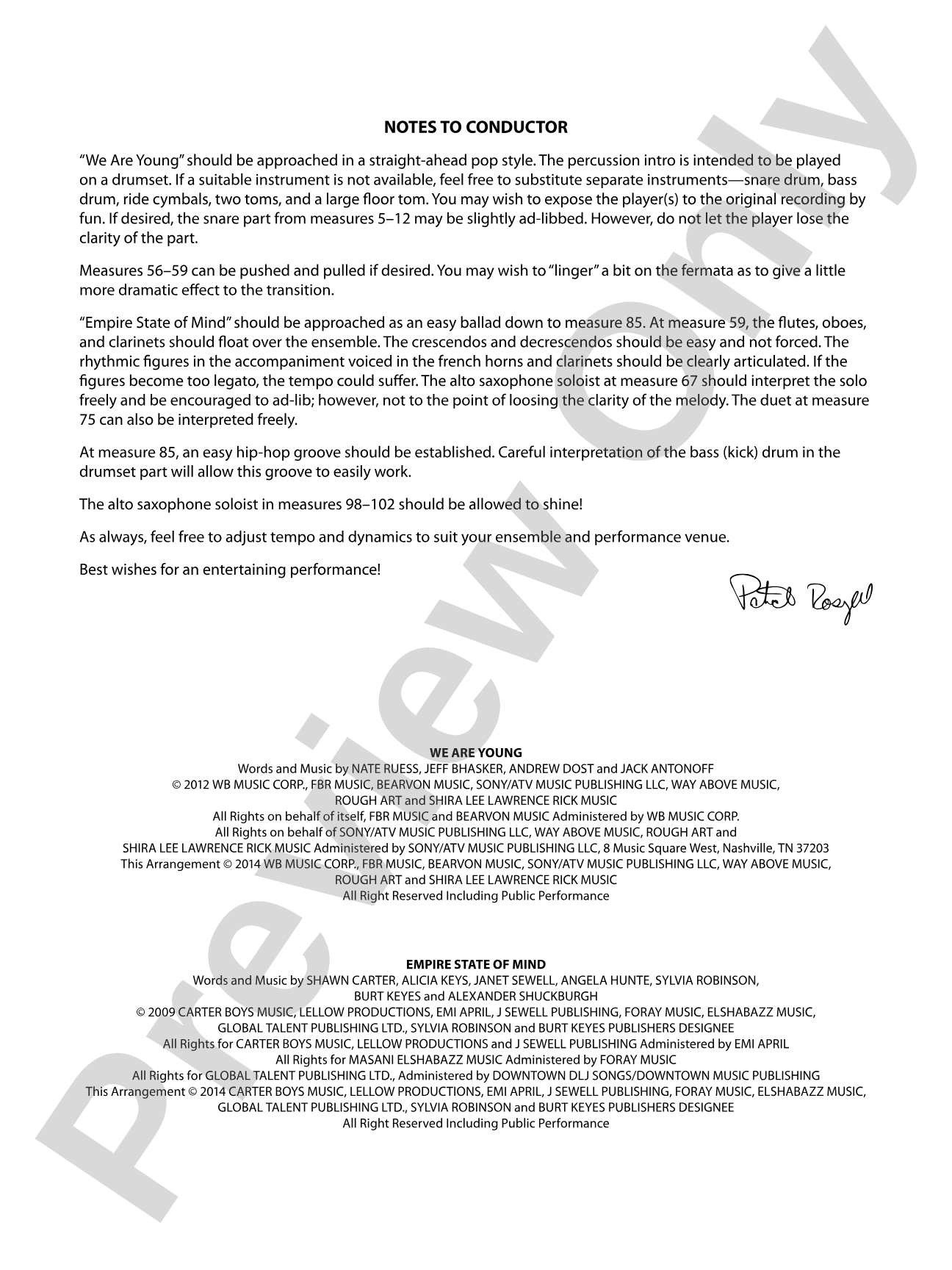 Mash-Up---Tribute Edition (Remembering Finn) (as featured on Glee): Concert Band Conductor Score & Parts