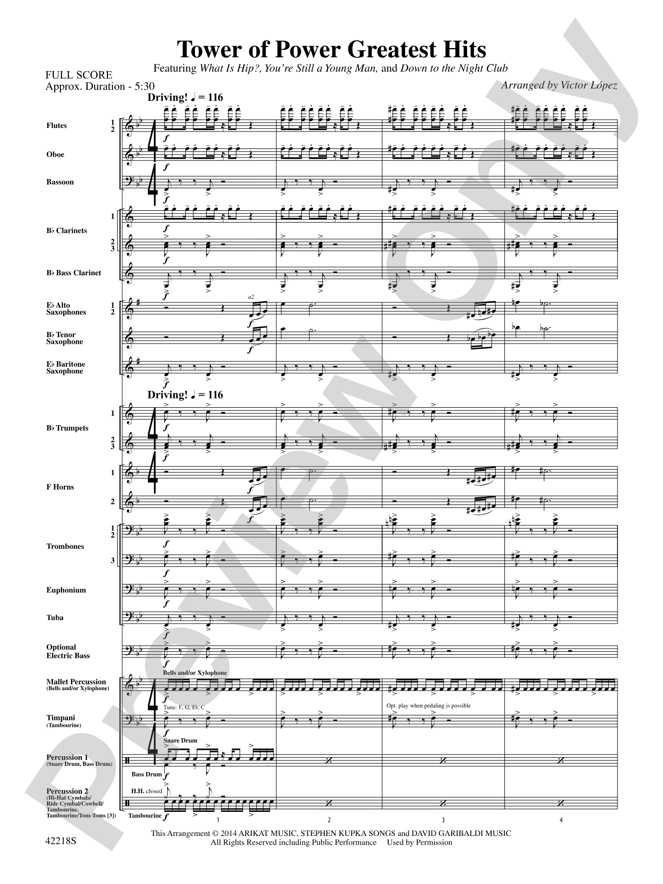 Tower of Power Greatest Hits: Concert Band Conductor Score & Parts