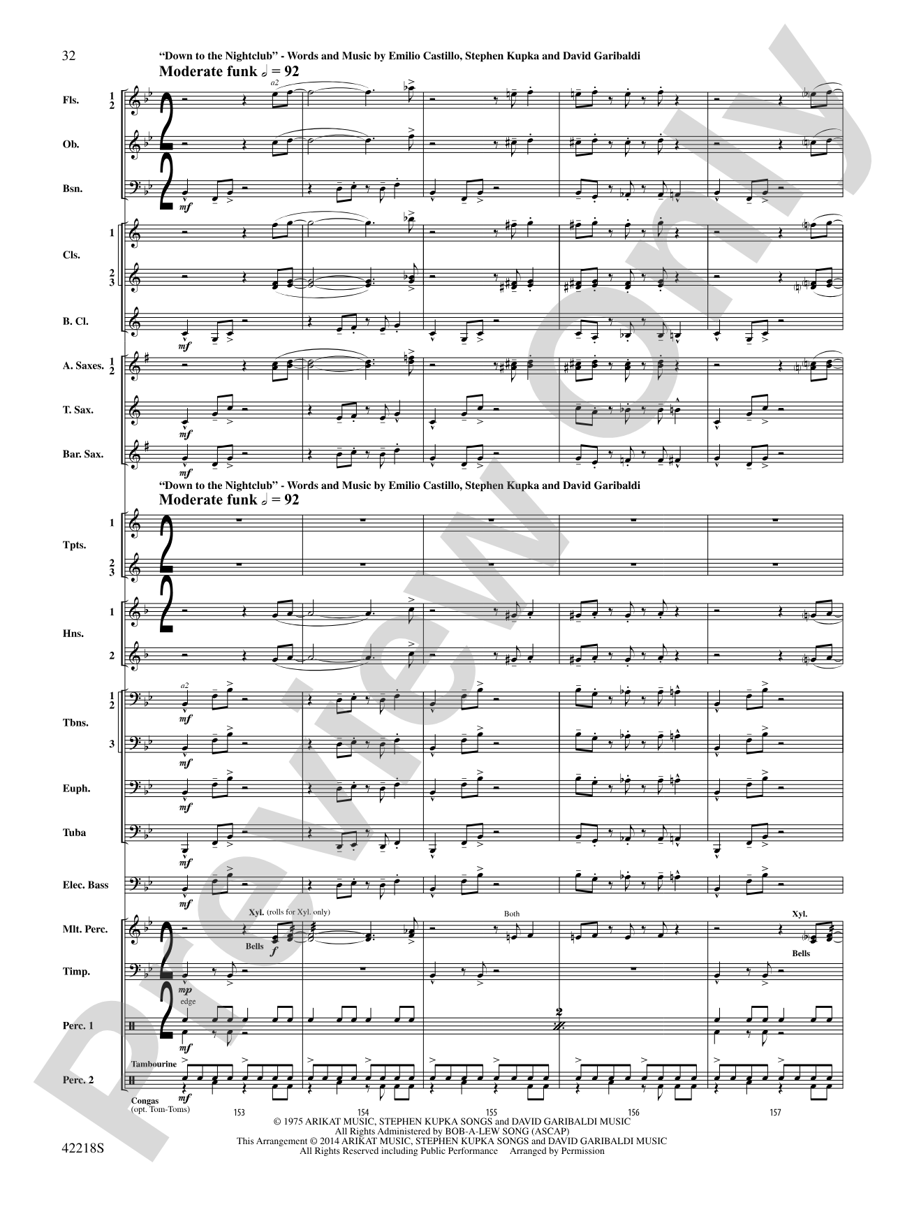 Tower of Power Greatest Hits: Concert Band Conductor Score & Parts