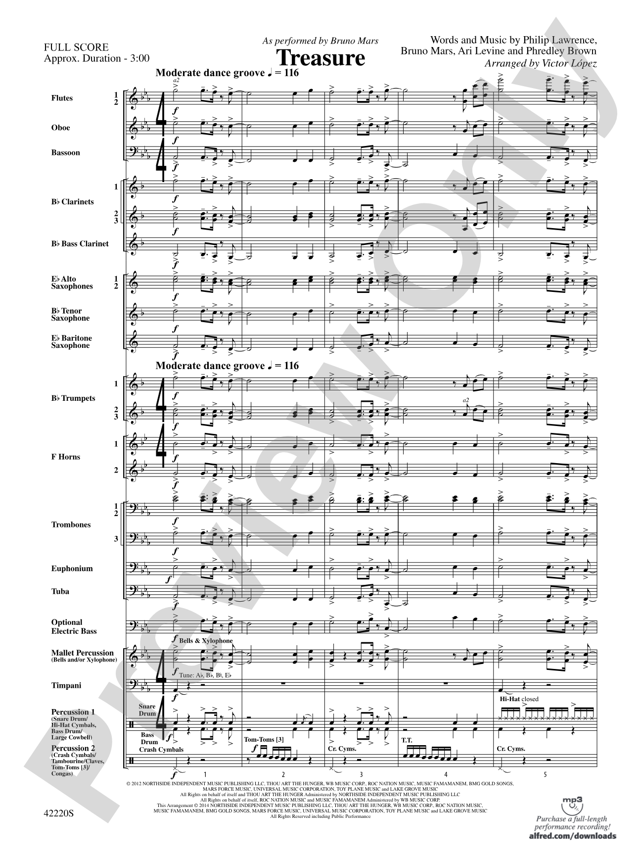Treasure: Concert Band Conductor Score & Parts
