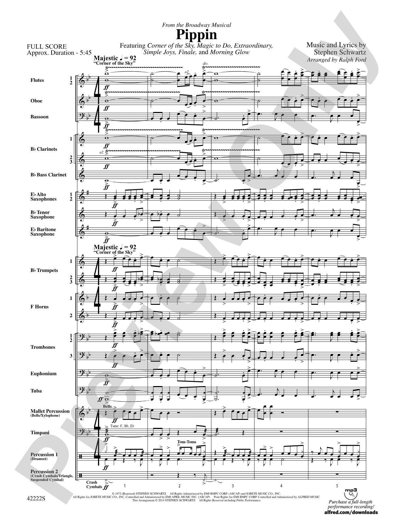 Pippin: Concert Band Conductor Score & Parts