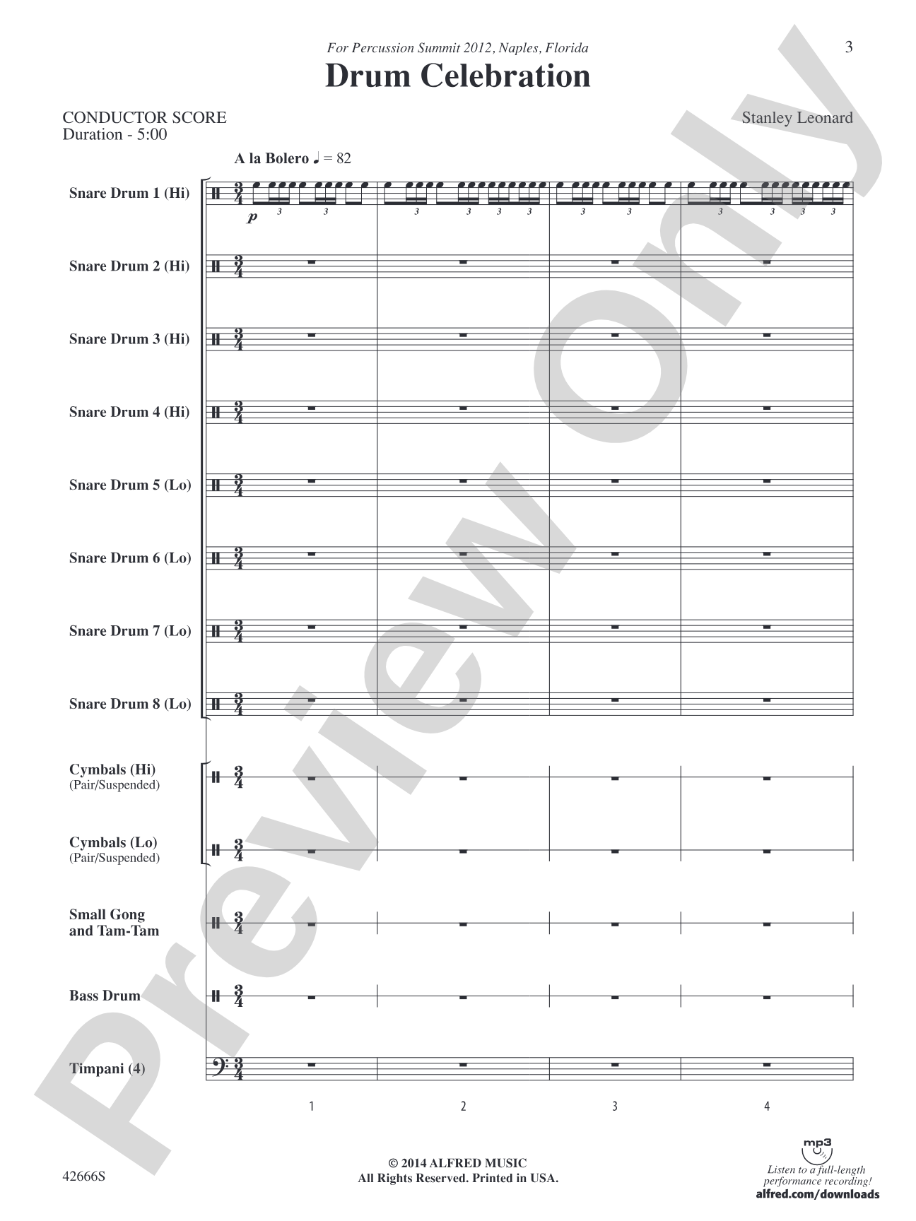Drum Celebration: Percussion Ensemble Conductor Score & Parts