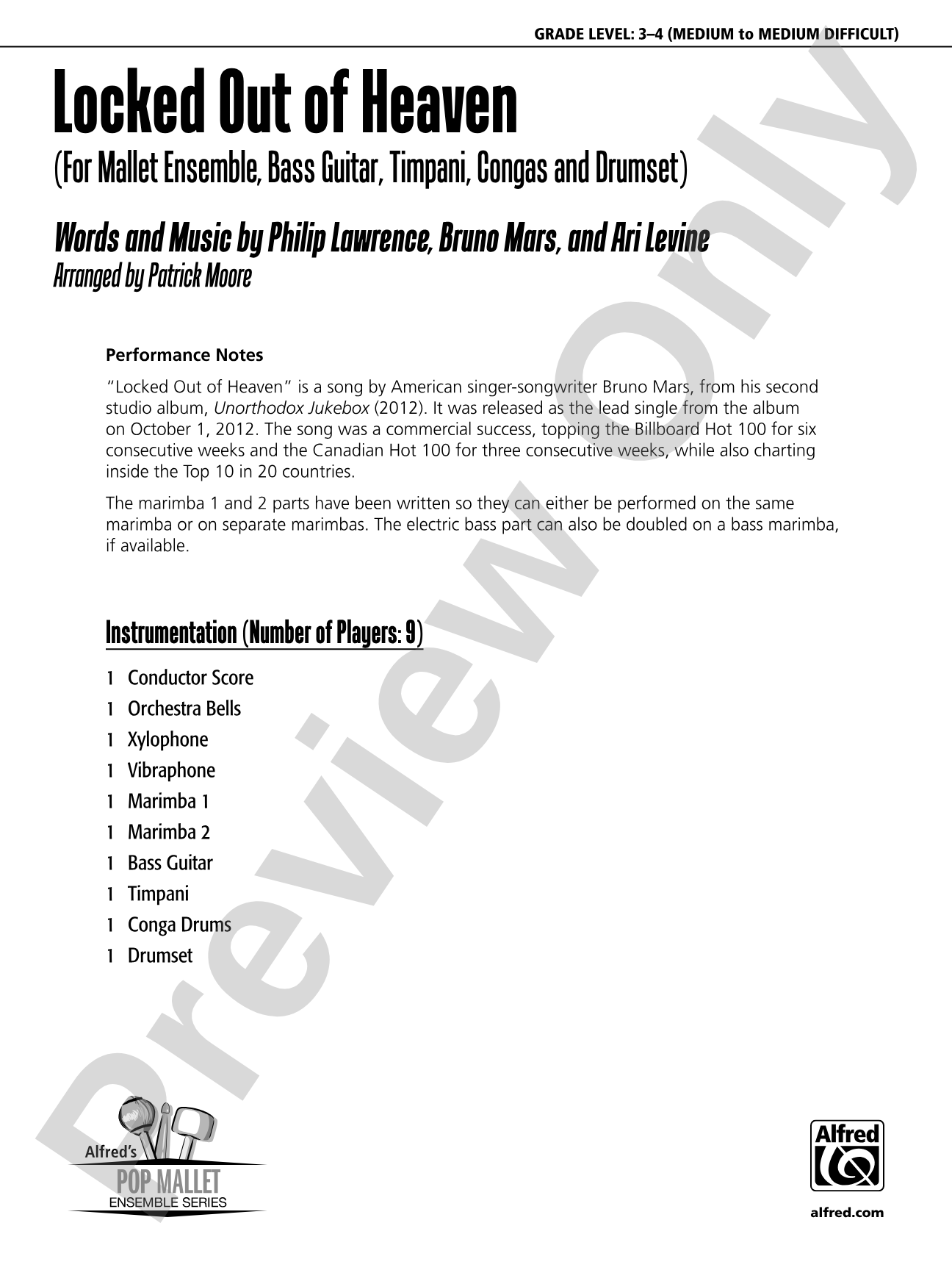 Locked Out of Heaven: Score