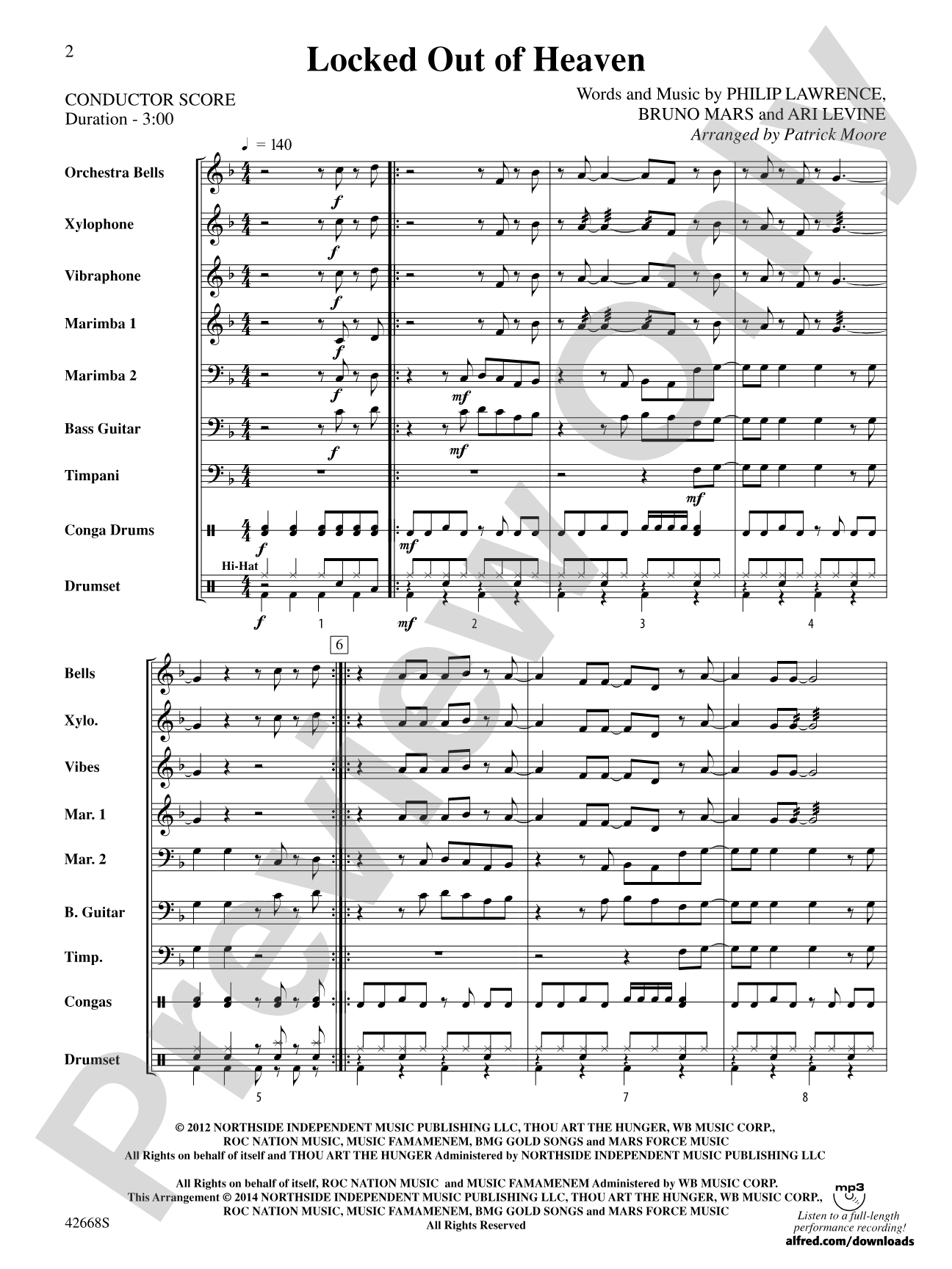 Locked Out of Heaven: Score