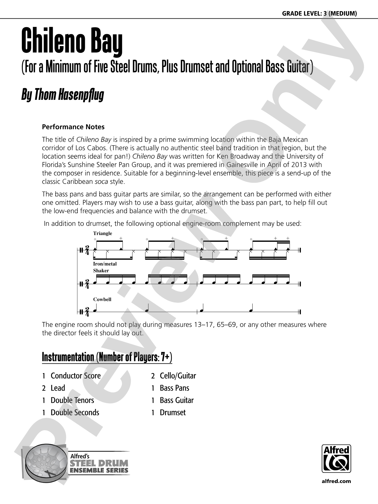 Chileno Bay: Steel Drum Conductor Score & Parts