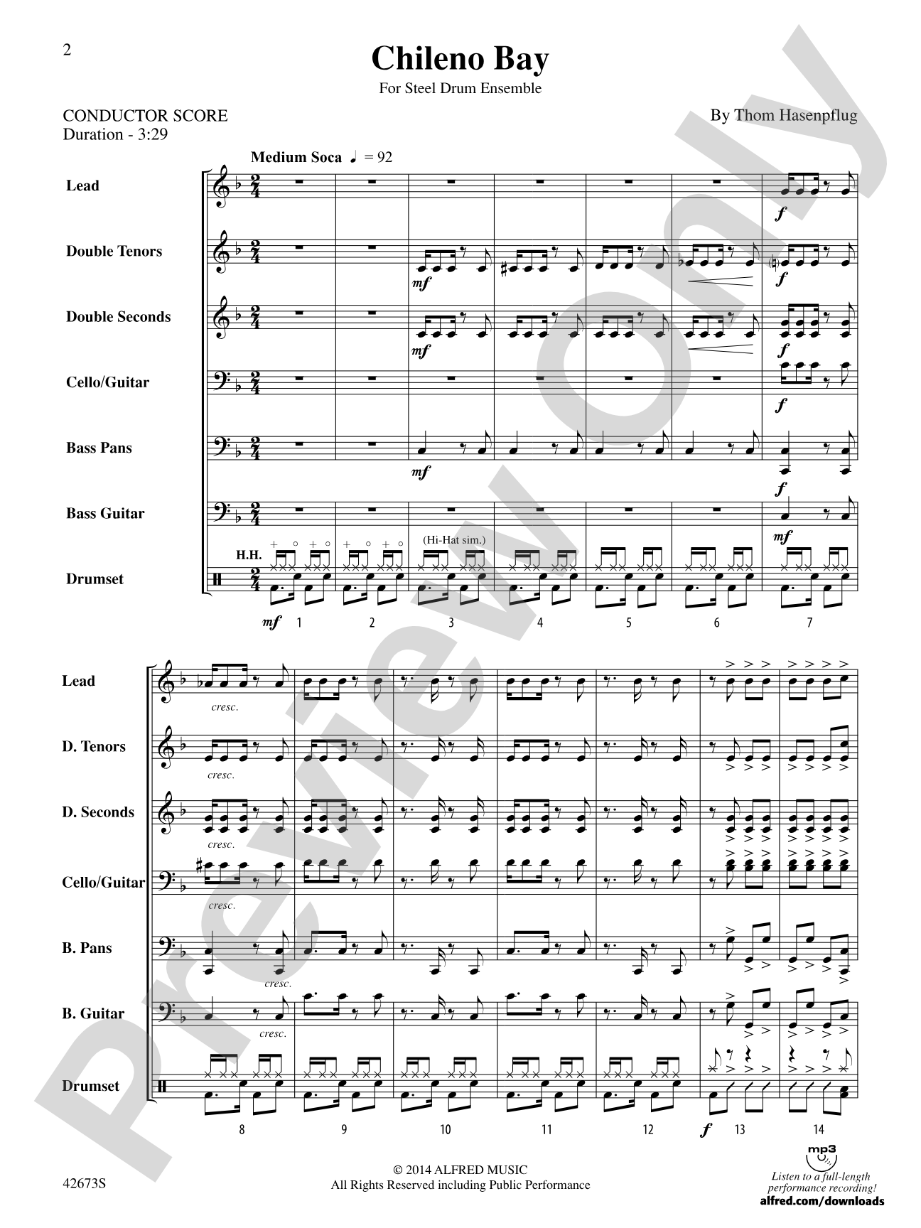 Chileno Bay: Steel Drum Conductor Score & Parts
