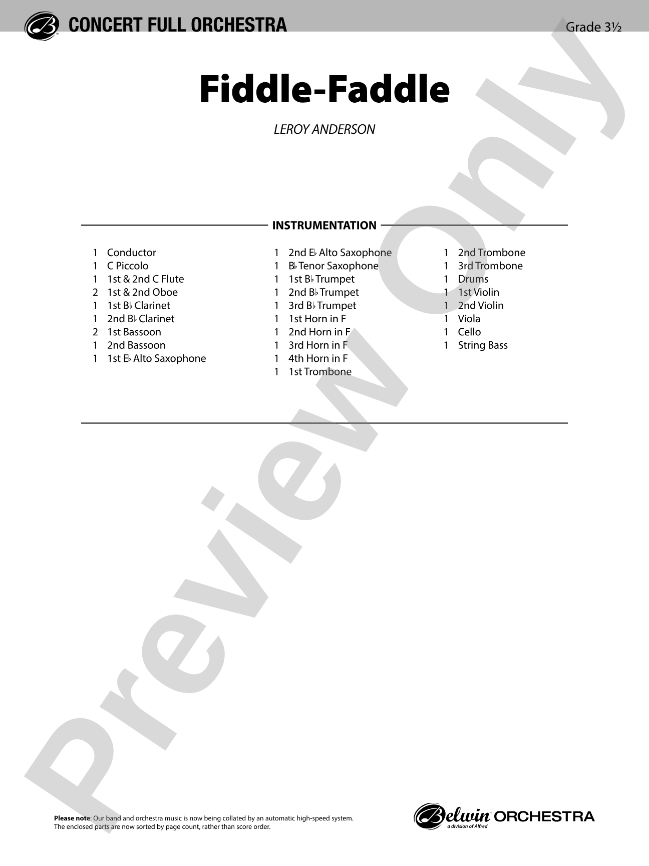 Fiddle-Faddle: Full Orchestra Conductor Score & Parts