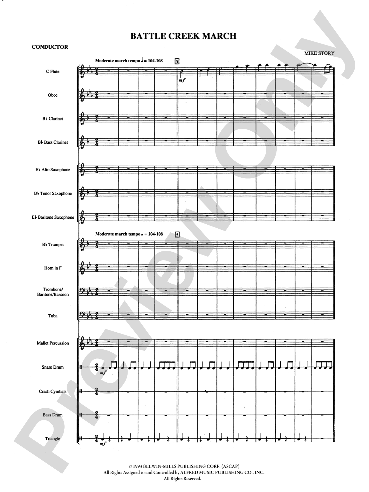 Battle Creek March: Concert Band Conductor Score & Parts