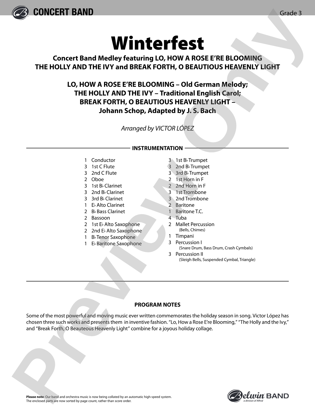 Winterfest: Concert Band Conductor Score & Parts