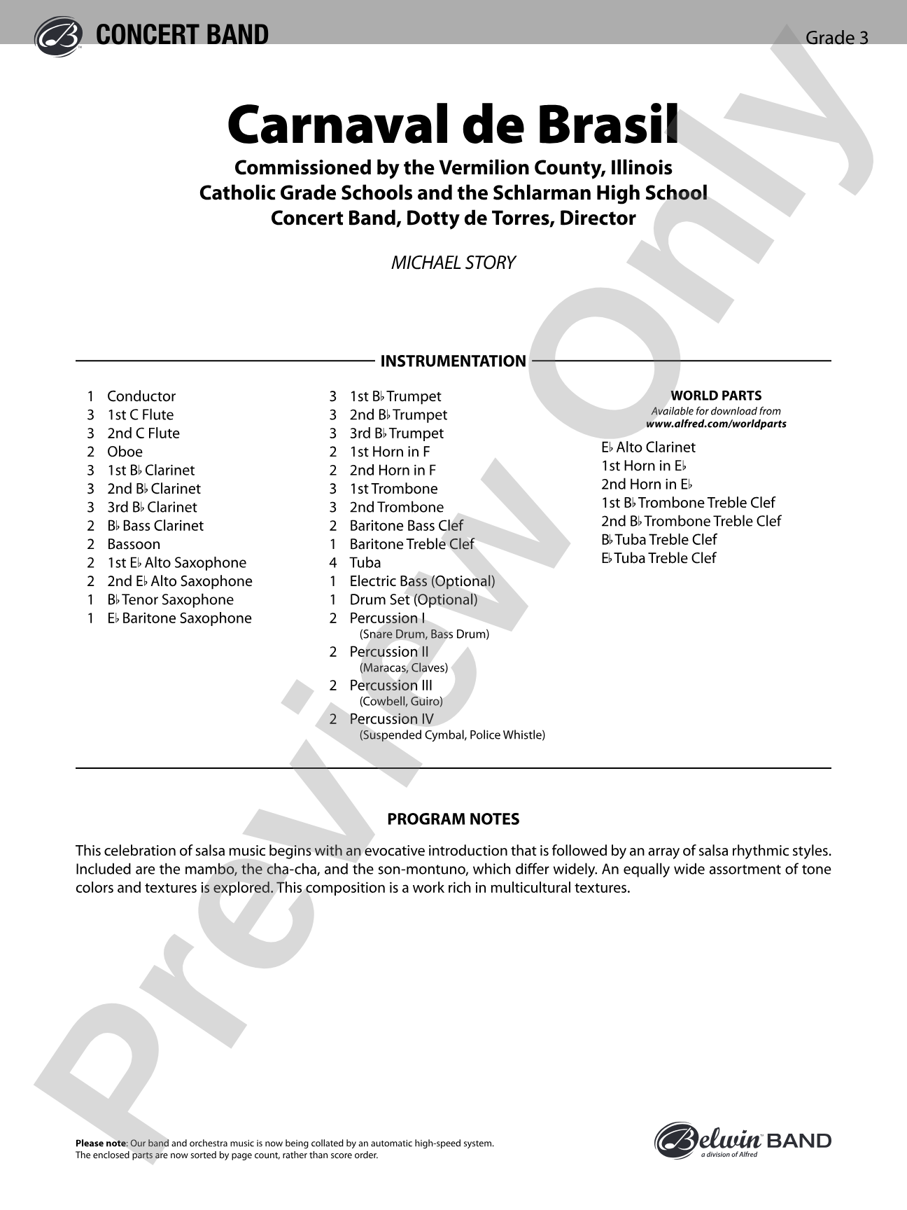 Carnaval de Brasil: Concert Band Conductor Score & Parts
