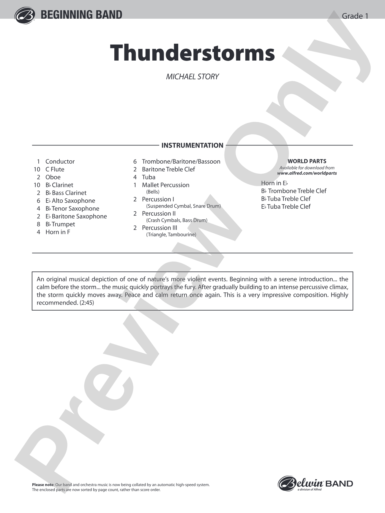 Thunderstorms: Concert Band Conductor Score & Parts