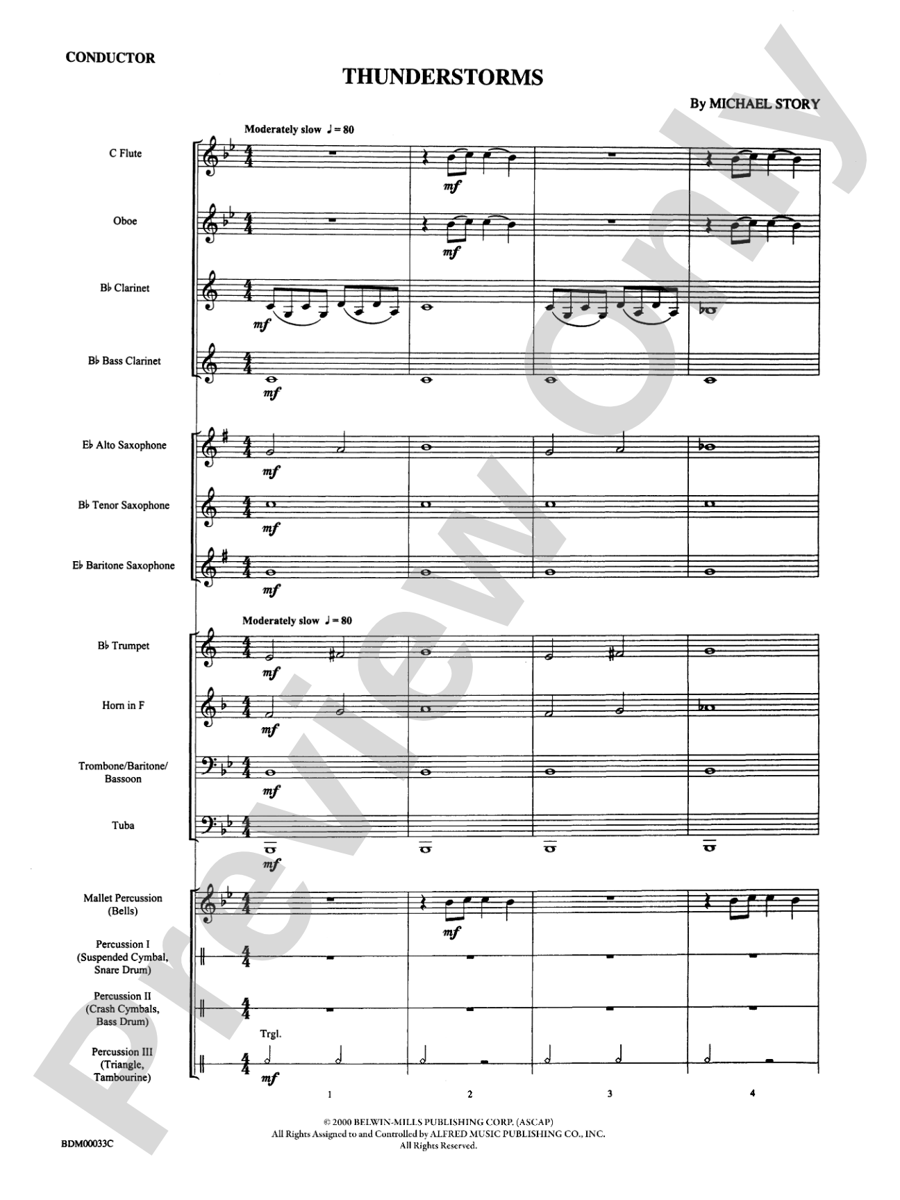 Thunderstorms: Concert Band Conductor Score & Parts