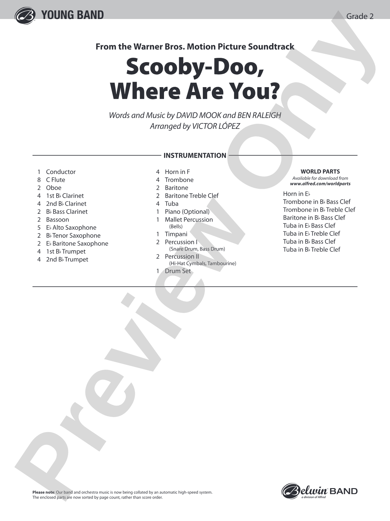 Scooby-Doo, Where Are You? (from Scooby-Doo): Concert Band Conductor Score & Parts