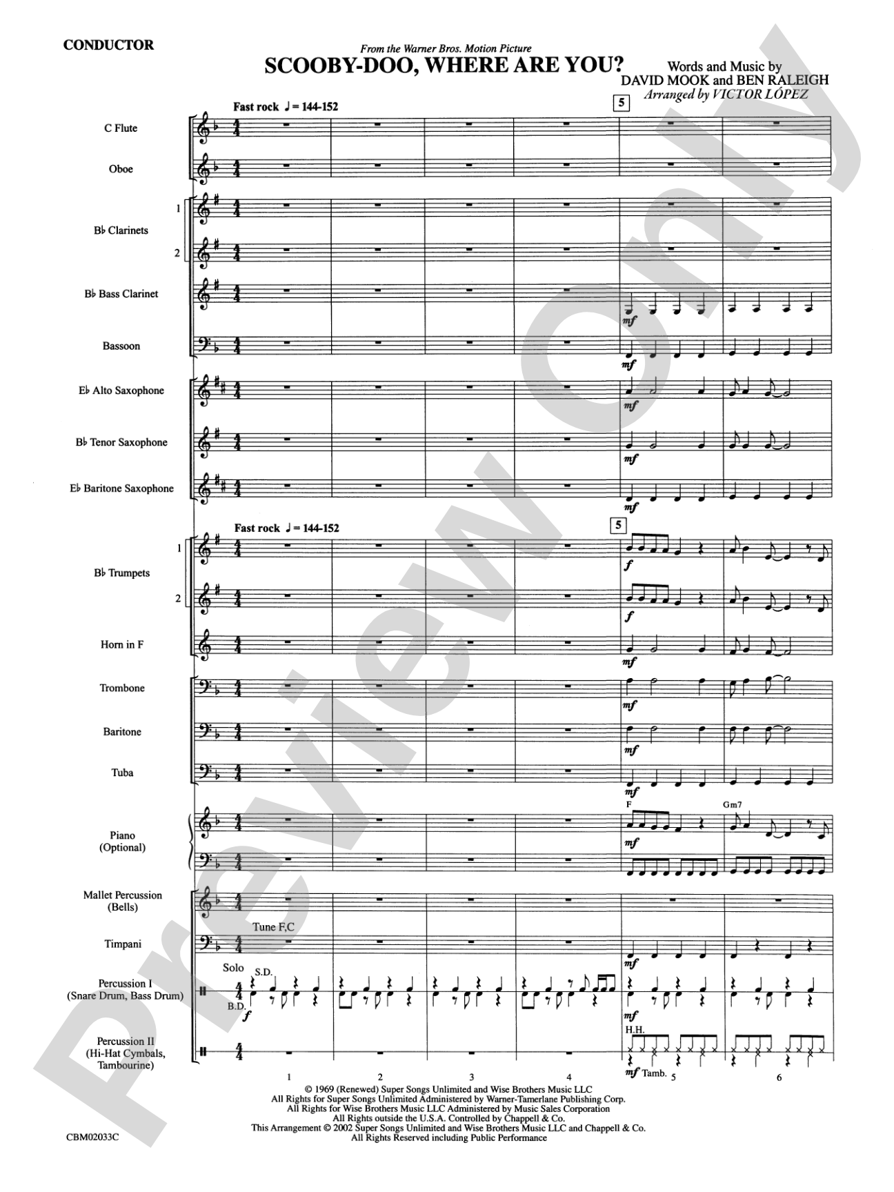 Scooby-Doo, Where Are You? (from Scooby-Doo): Concert Band Conductor Score & Parts