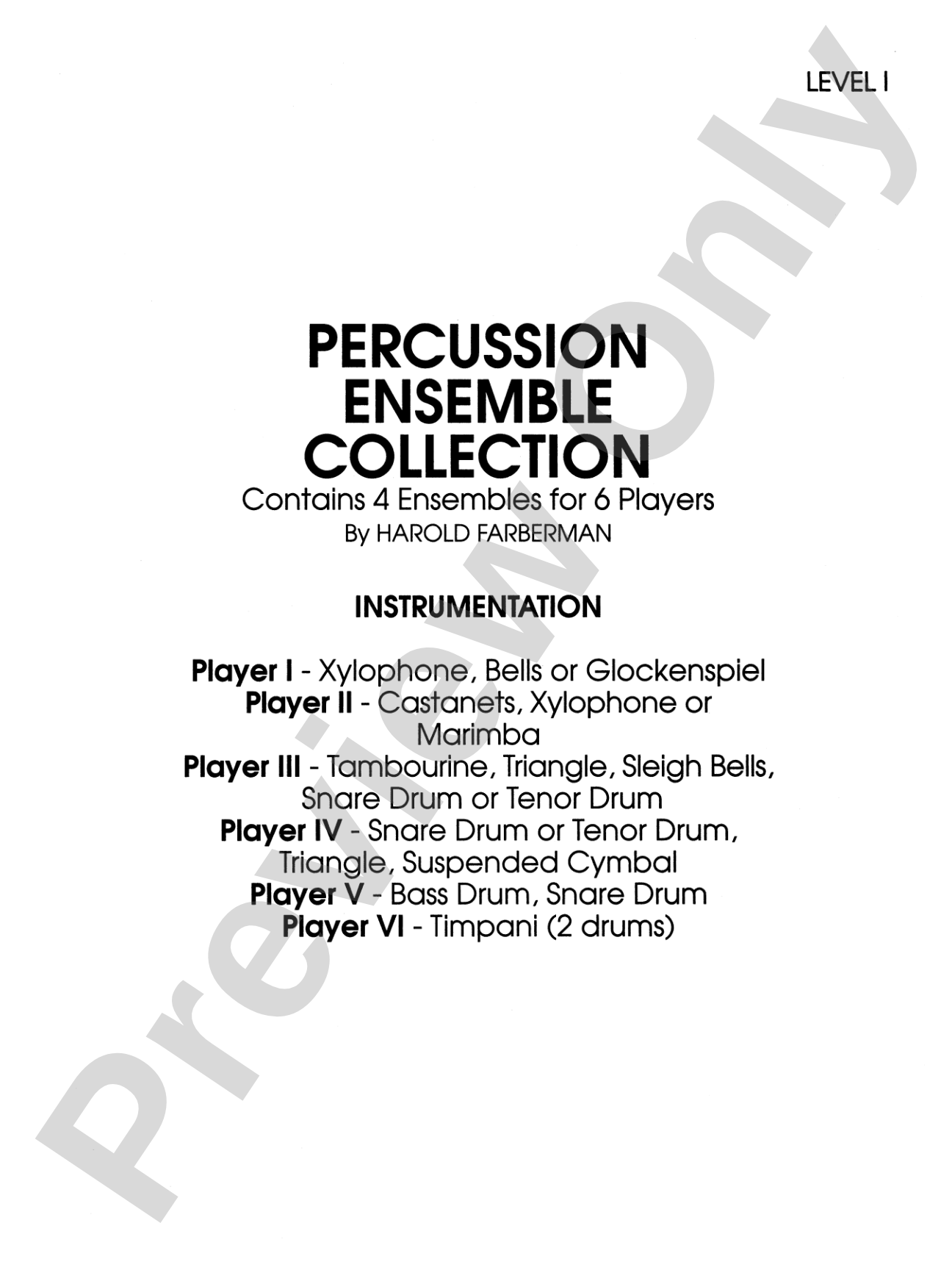 Percussion Ensemble Collection, Level I: Percussion Ensemble Book