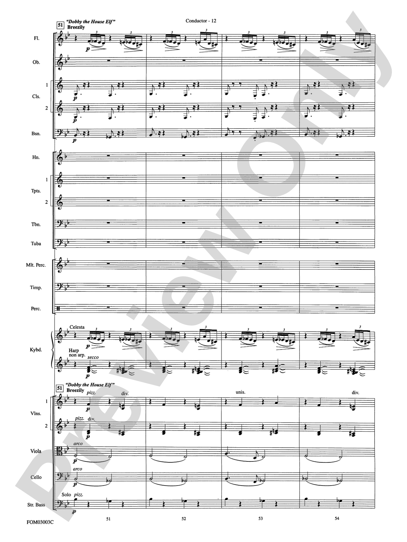 Harry Potter and the Chamber of Secrets, Themes from: Full Orchestra Conductor Score & Parts