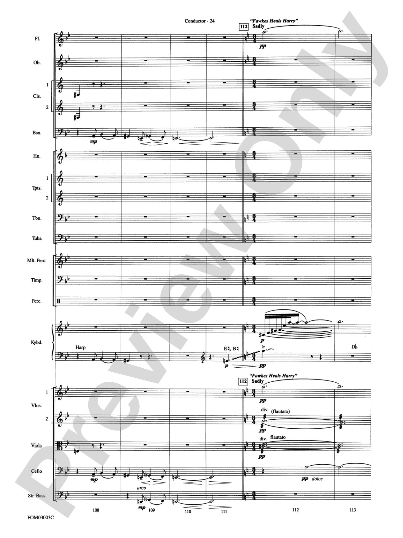 Harry Potter and the Chamber of Secrets, Themes from: Full Orchestra Conductor Score & Parts