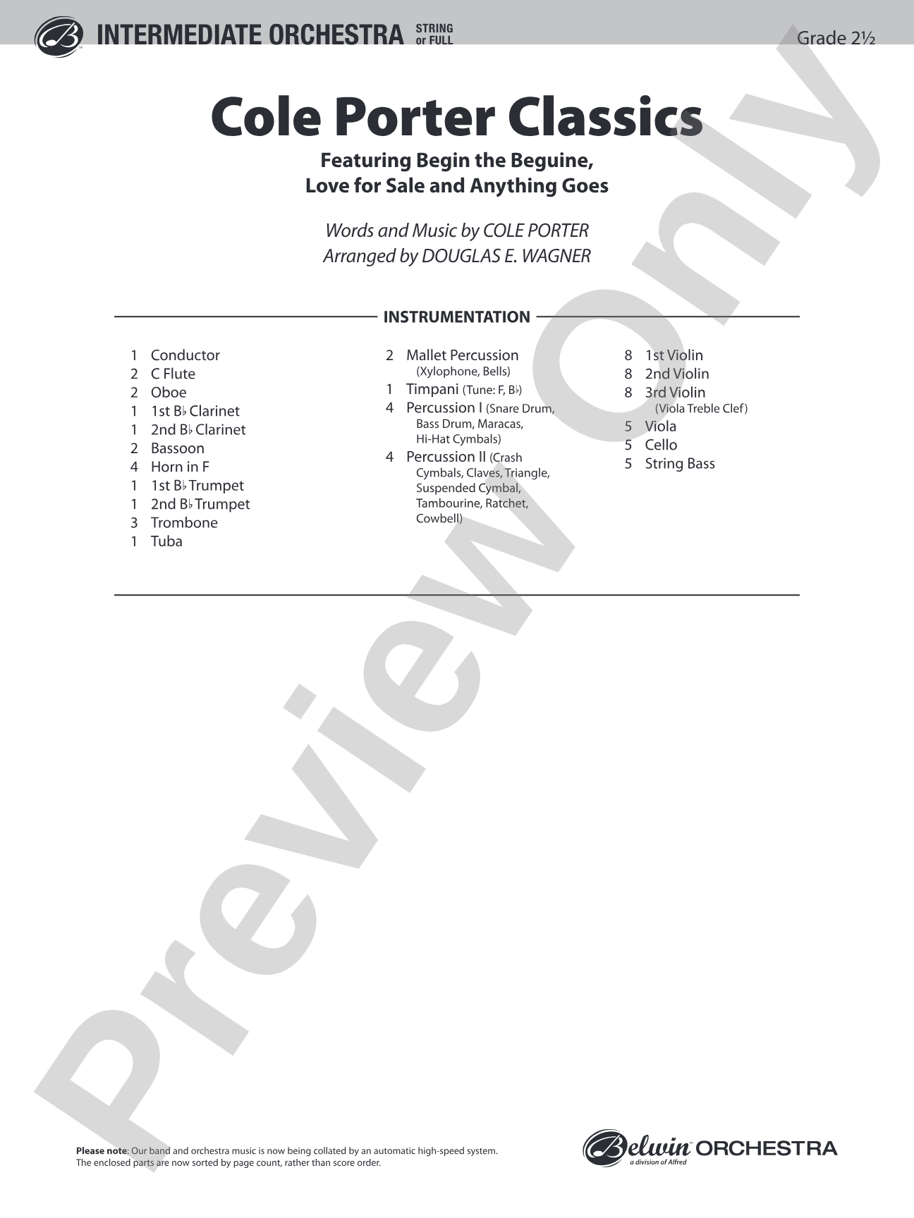 Cole Porter Classics: Full Orchestra Conductor Score & Parts