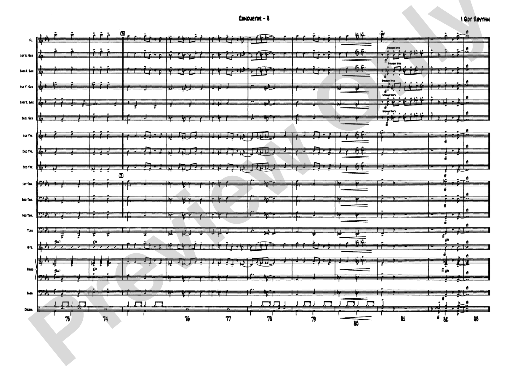 I Got Rhythm: Jazz Ensemble Conductor Score & Parts