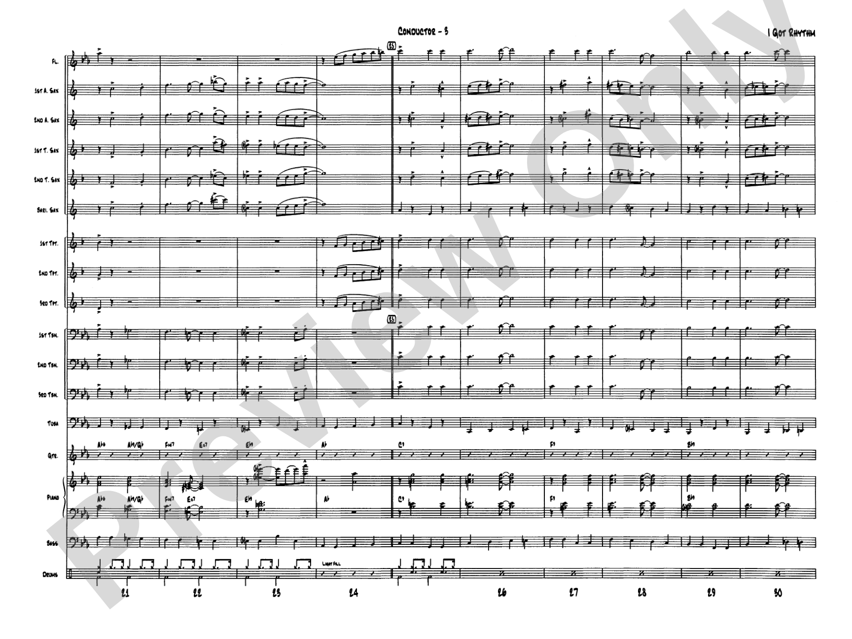 I Got Rhythm: Jazz Ensemble Conductor Score & Parts