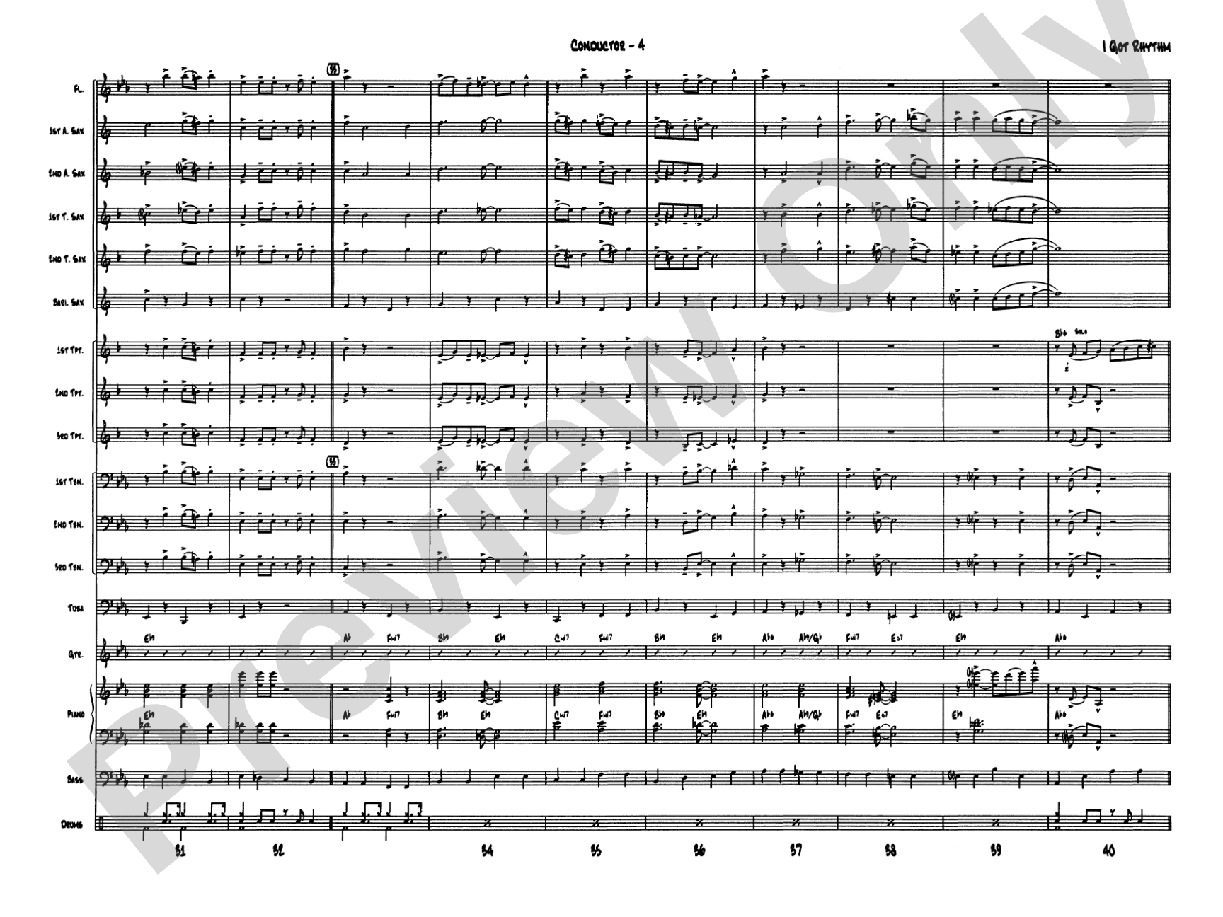 I Got Rhythm: Jazz Ensemble Conductor Score & Parts