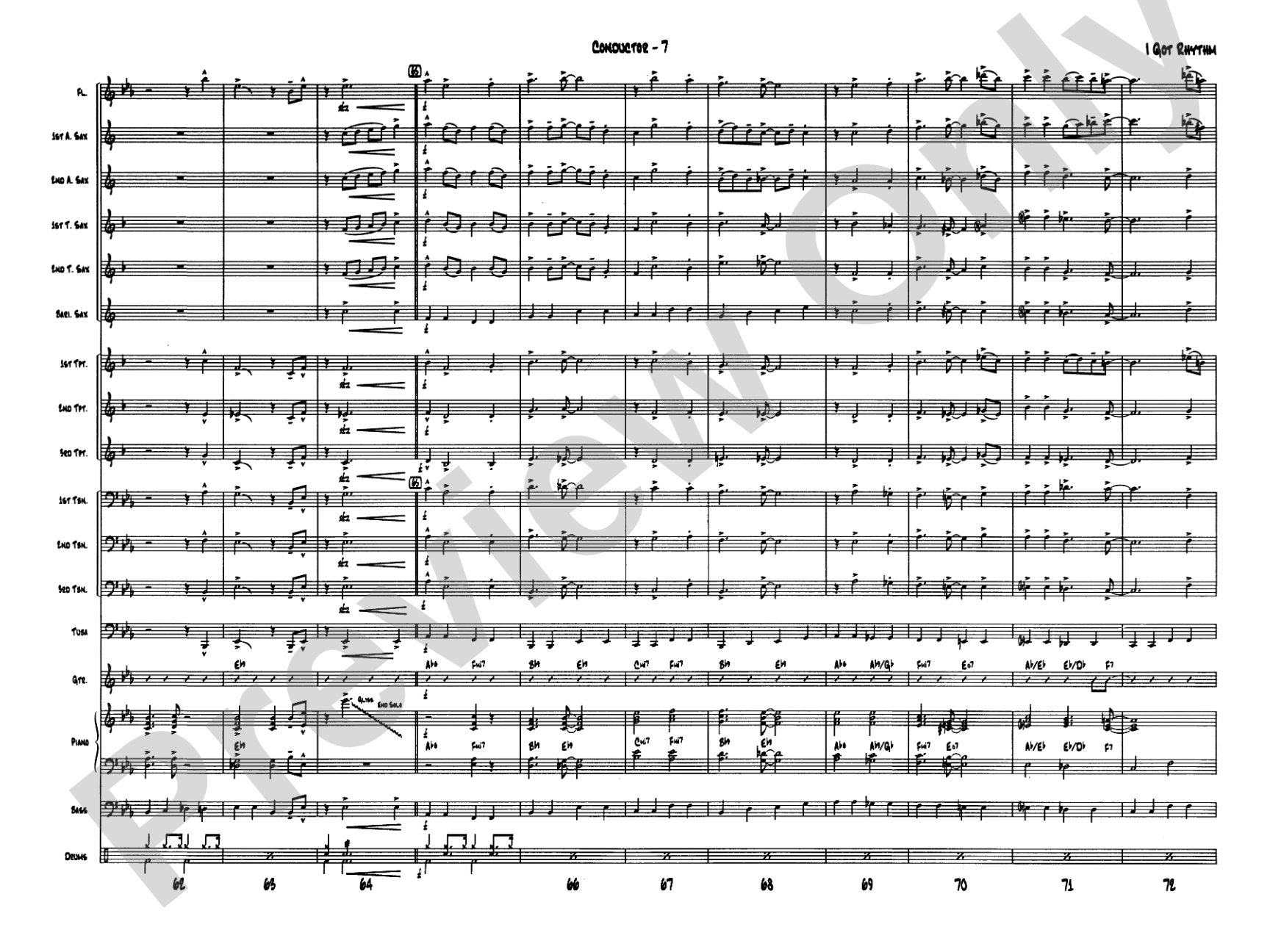 I Got Rhythm: Jazz Ensemble Conductor Score & Parts