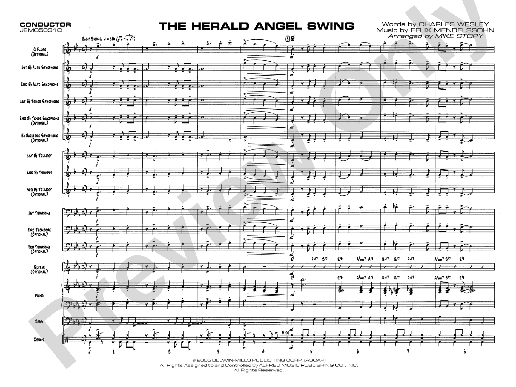 The Herald Angels Swing: Jazz Ensemble Conductor Score & Parts