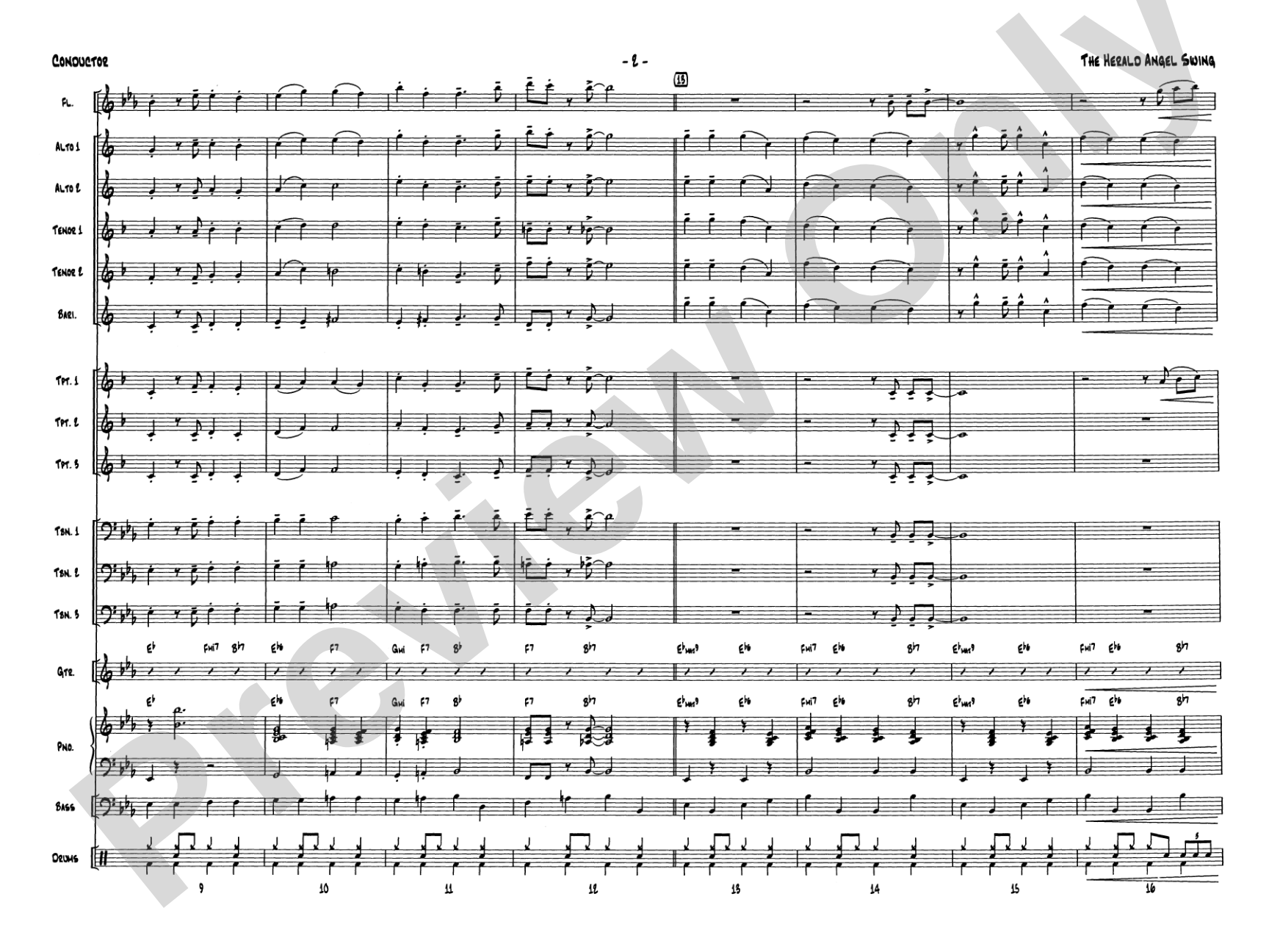 The Herald Angels Swing: Jazz Ensemble Conductor Score & Parts