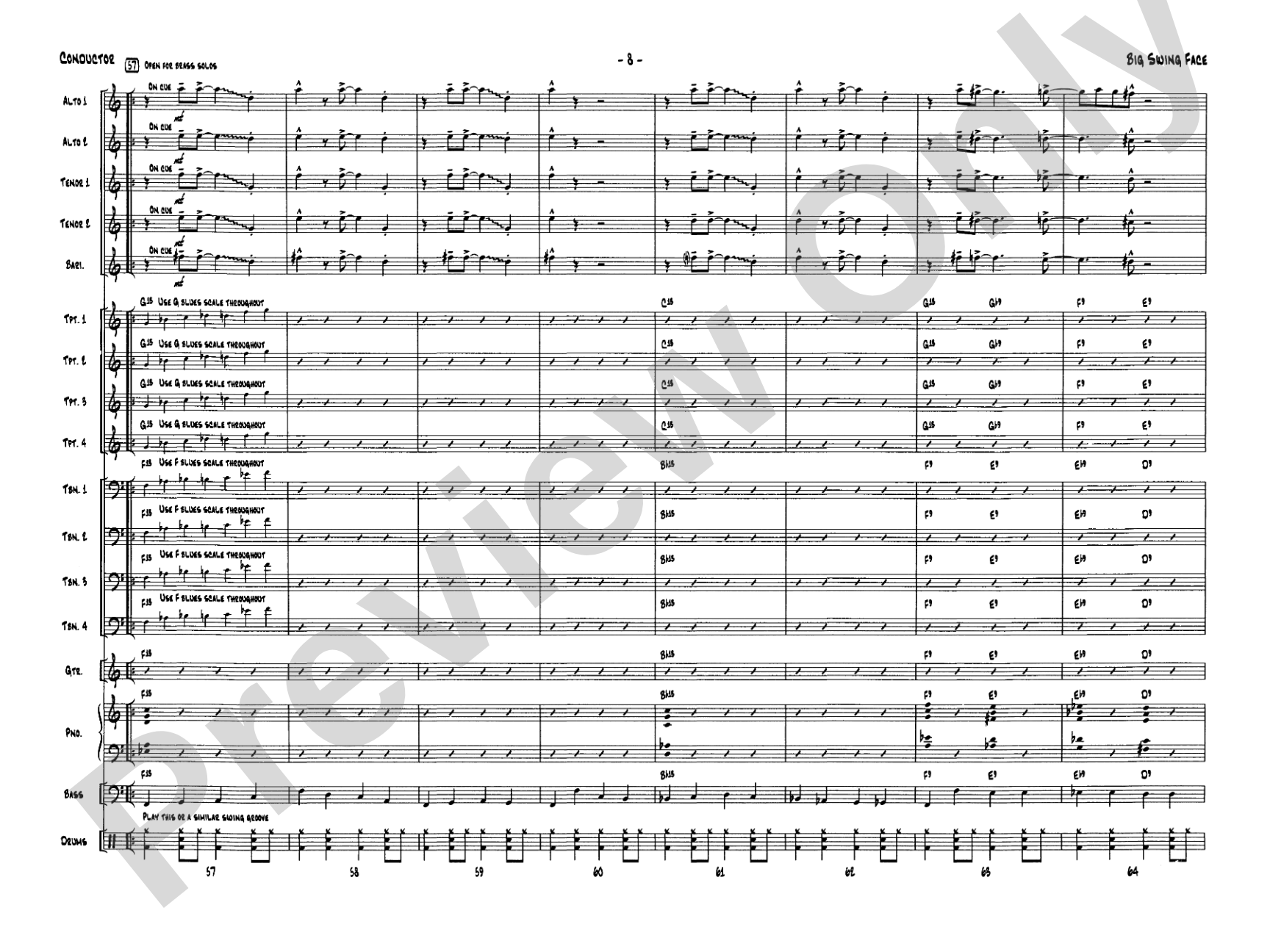 Big Swing Face: Jazz Ensemble Conductor Score & Parts